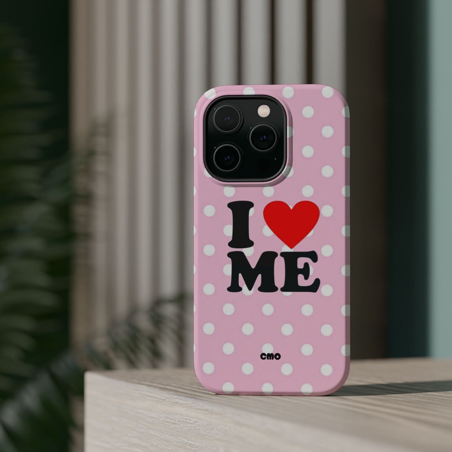 Pink Polka Dot "I  love ME" Magnetic Impact Phone Case — Self-Love Protective Cover