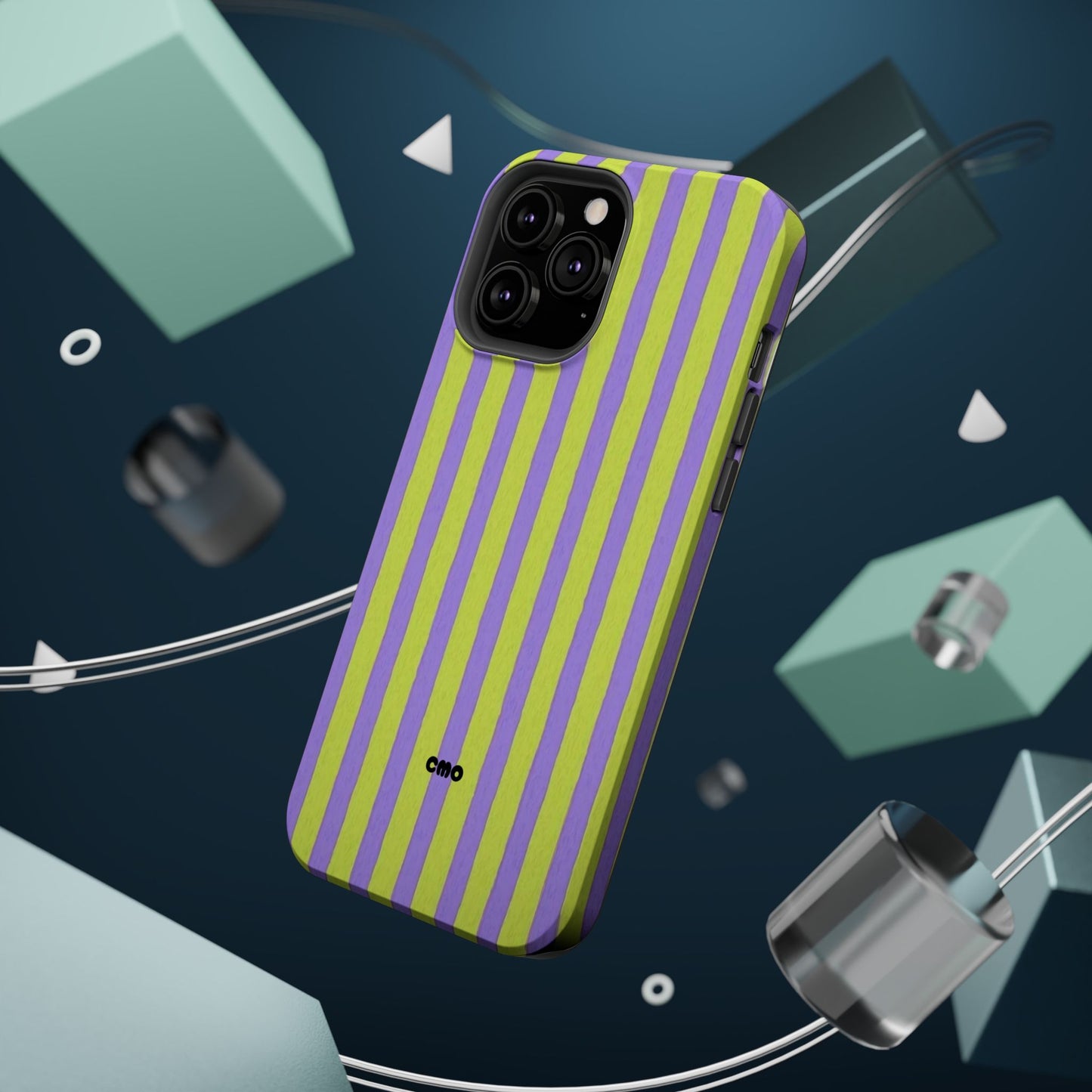 Phone Case — Bold Purple & Lime Stripe Magnetic Impact-Resistant Case