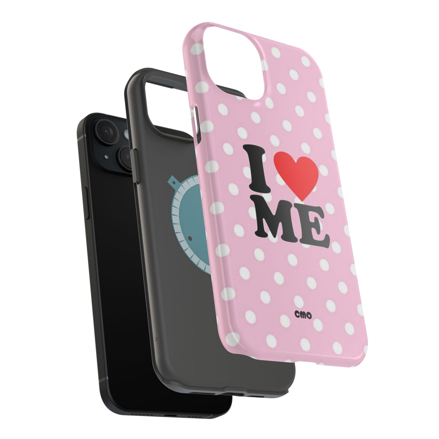 Pink Polka Dot "I  love ME" Magnetic Impact Phone Case — Self-Love Protective Cover