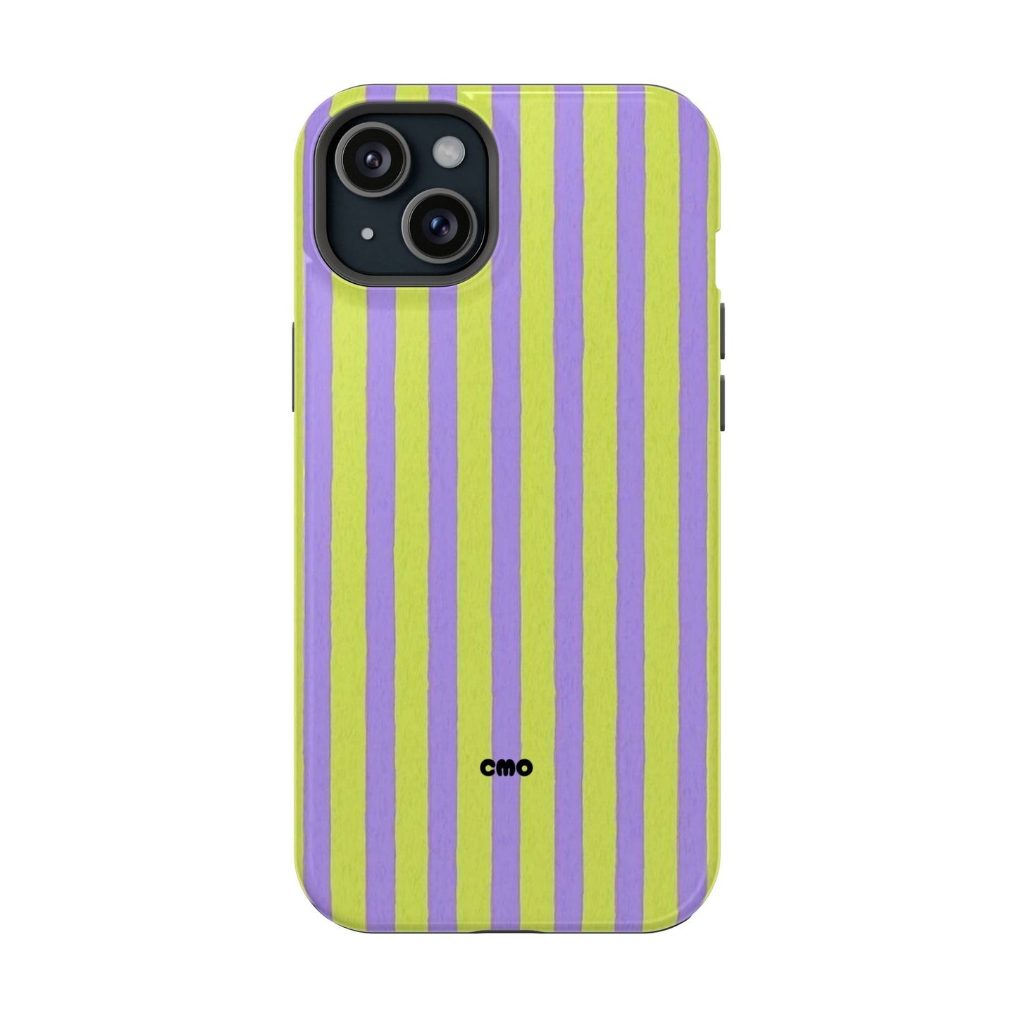 Phone Case — Bold Purple & Lime Stripe Magnetic Impact-Resistant Case