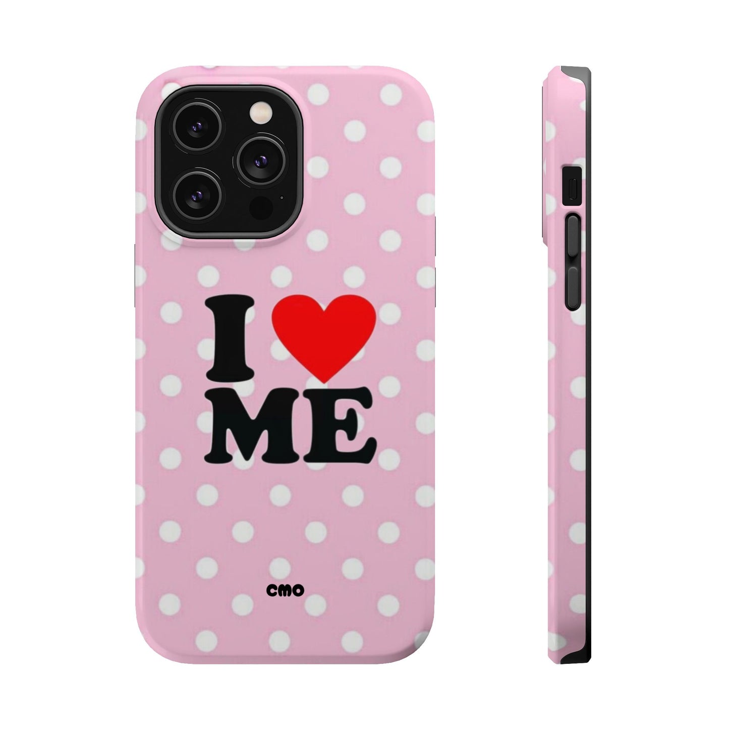 Pink Polka Dot "I  love ME" Magnetic Impact Phone Case — Self-Love Protective Cover