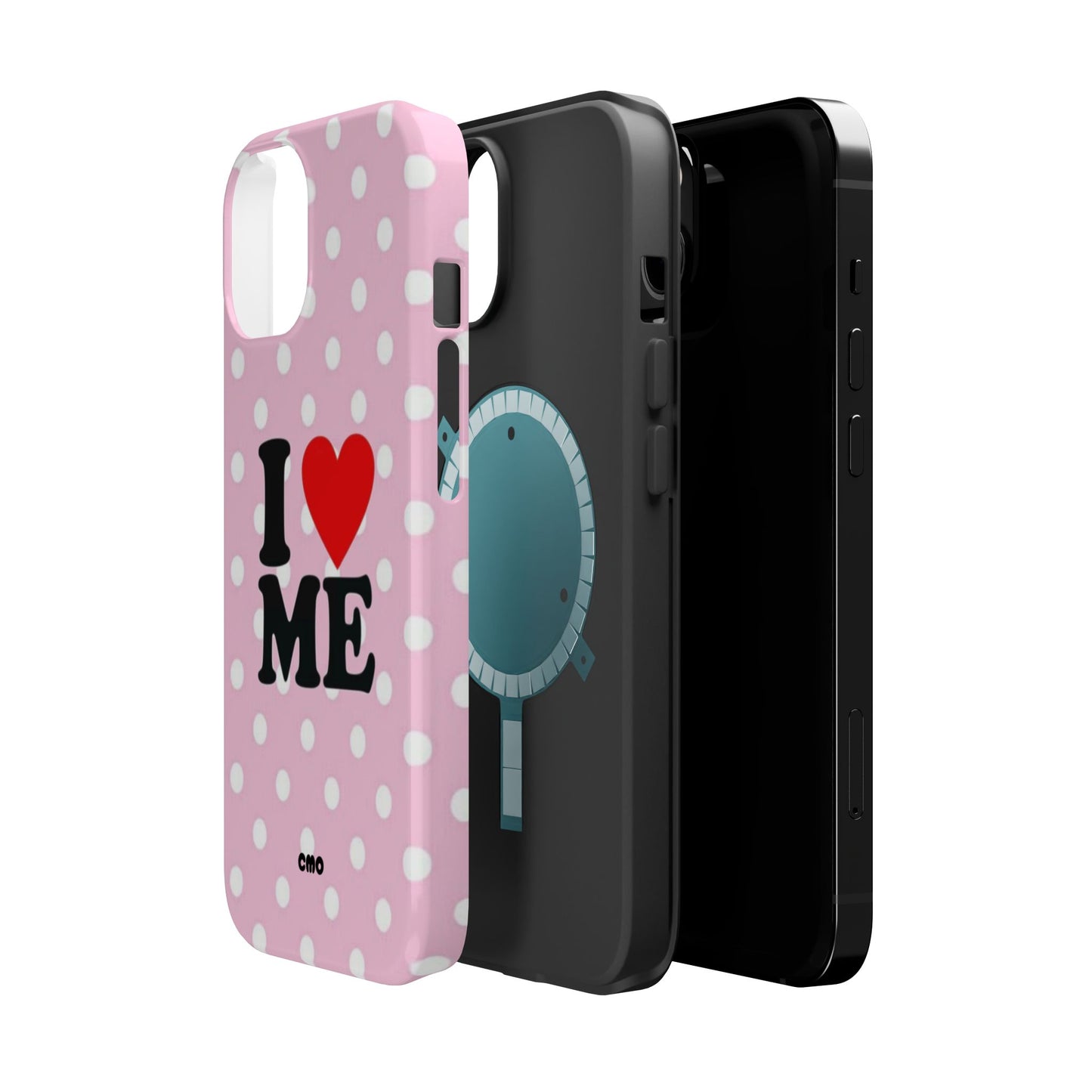 Pink Polka Dot "I  love ME" Magnetic Impact Phone Case — Self-Love Protective Cover