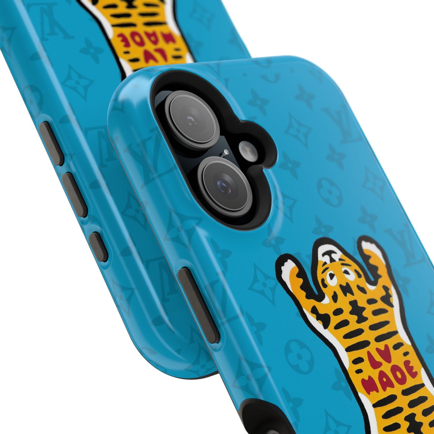Magnetic Impact-Resistant Phone Case — Blue Tiger Rug Design