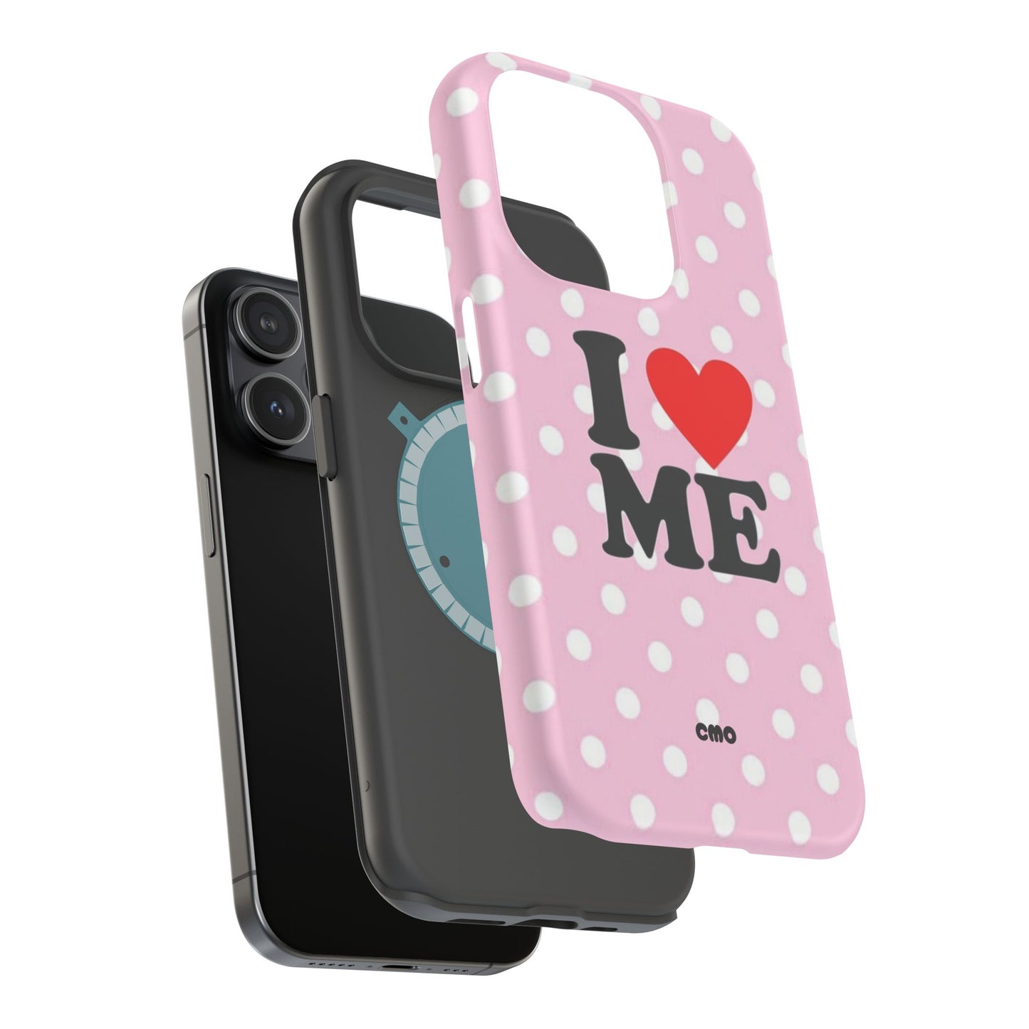 Pink Polka Dot "I  love ME" Magnetic Impact Phone Case — Self-Love Protective Cover