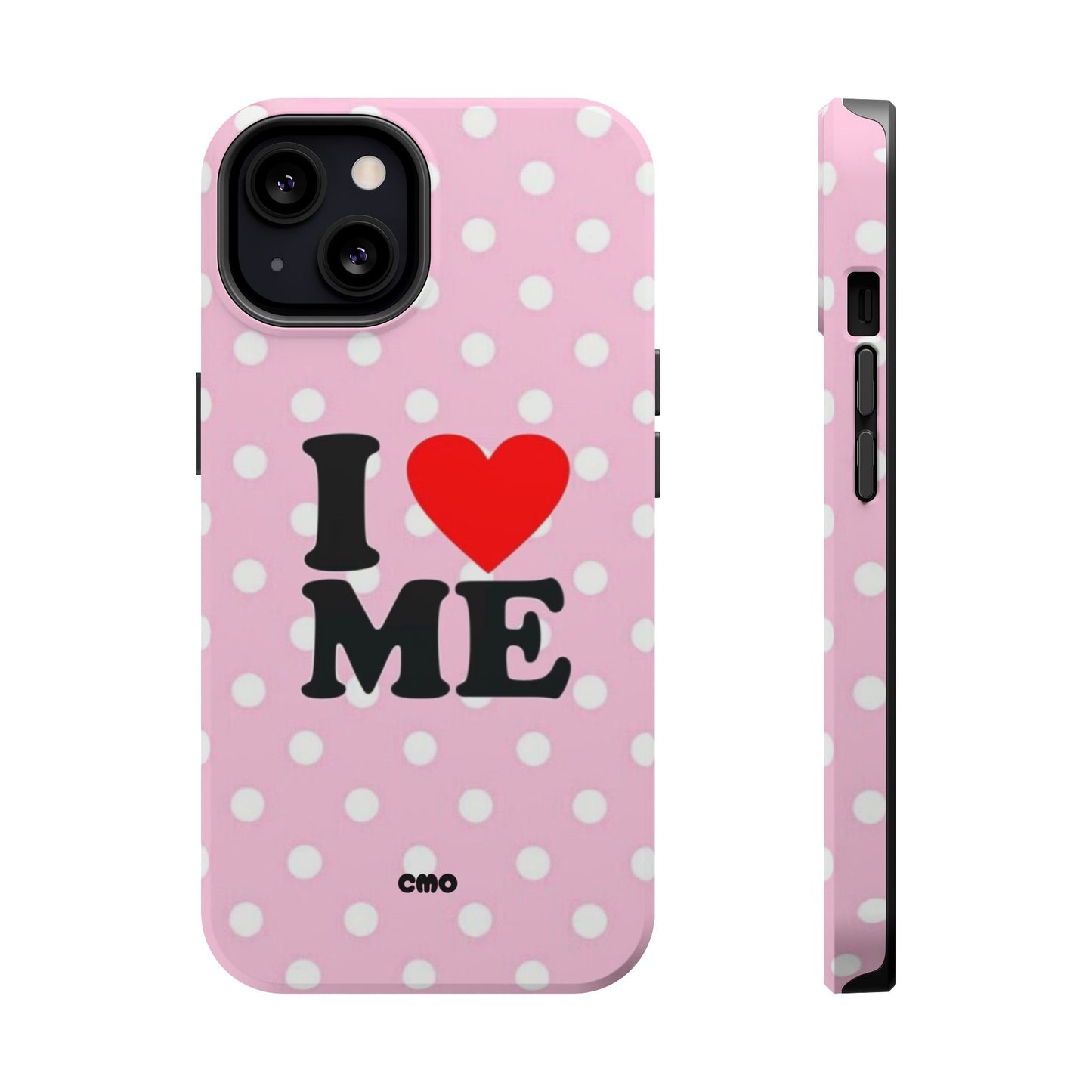 Pink Polka Dot "I  love ME" Magnetic Impact Phone Case — Self-Love Protective Cover