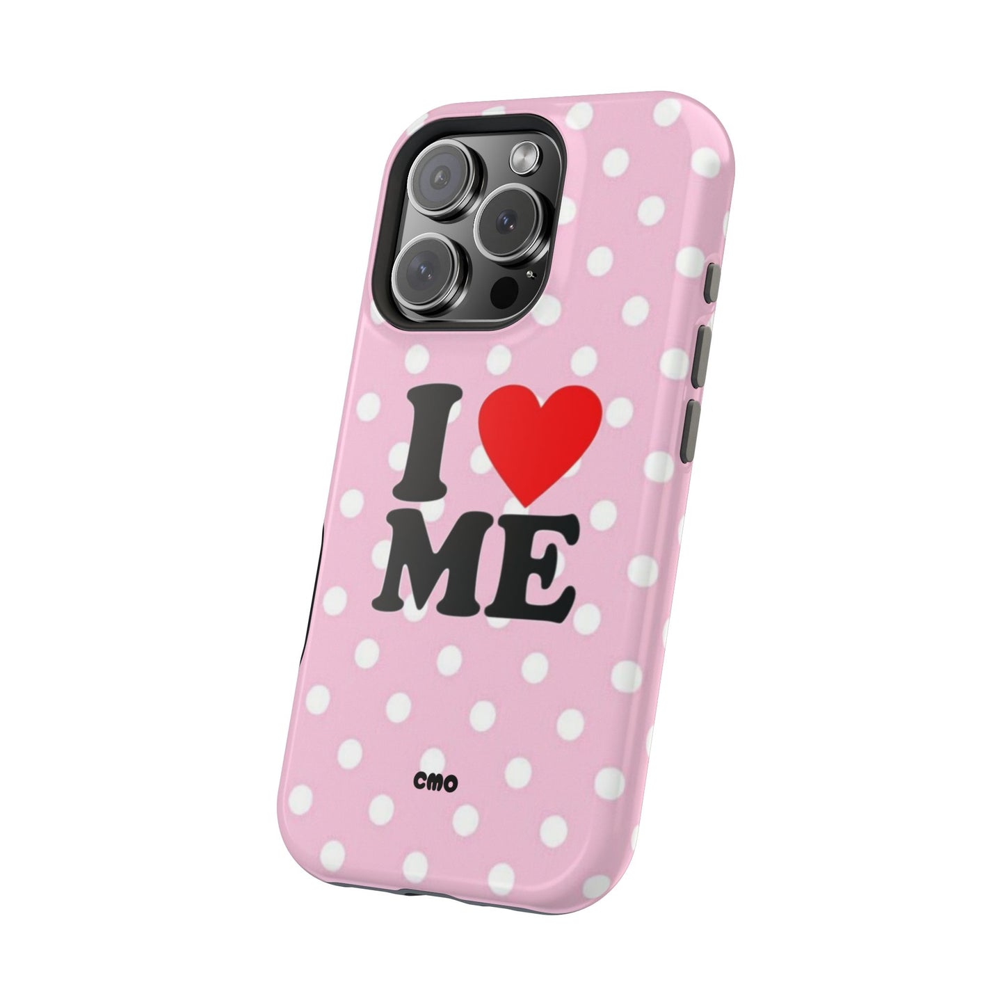 Pink Polka Dot "I  love ME" Magnetic Impact Phone Case — Self-Love Protective Cover