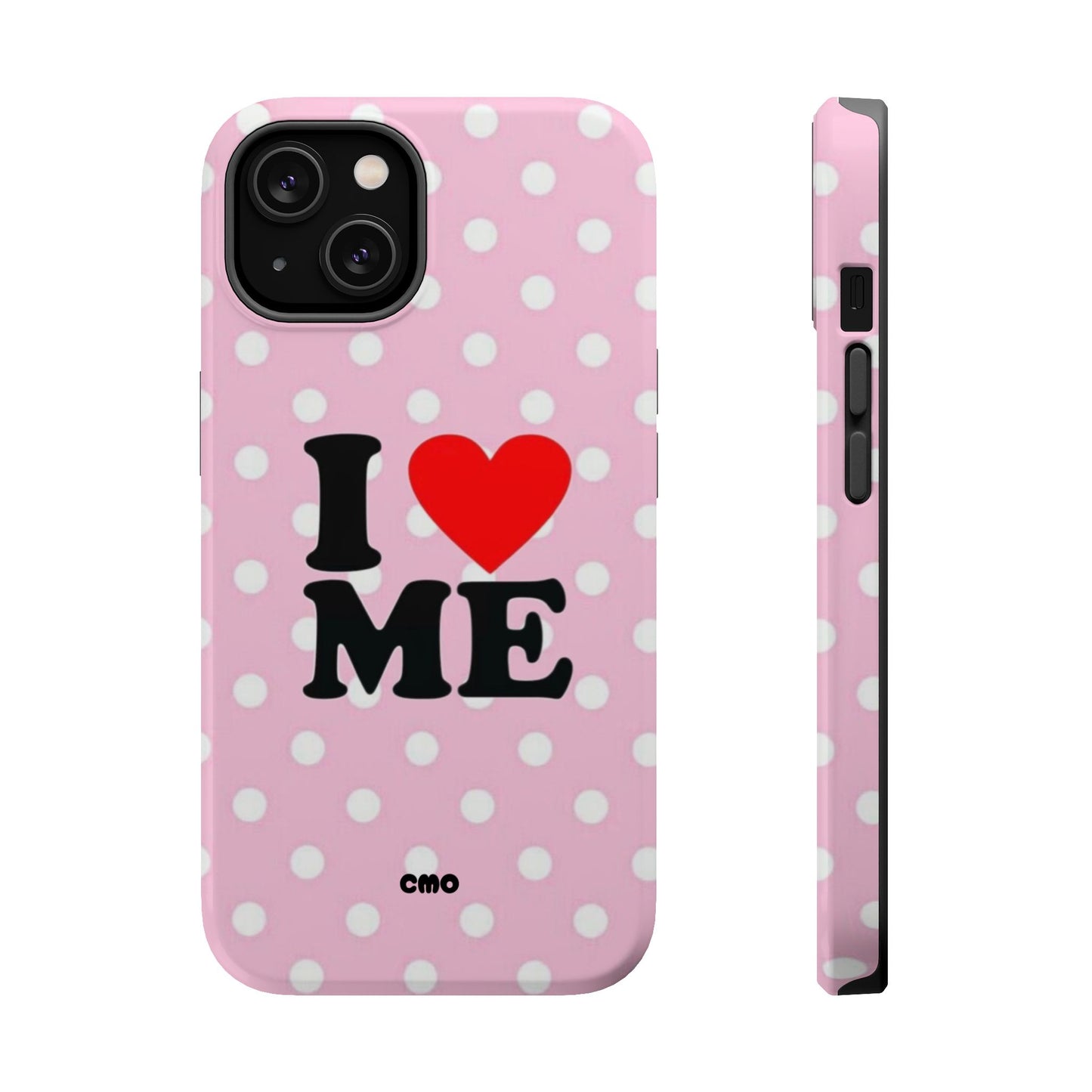 Pink Polka Dot "I  love ME" Magnetic Impact Phone Case — Self-Love Protective Cover