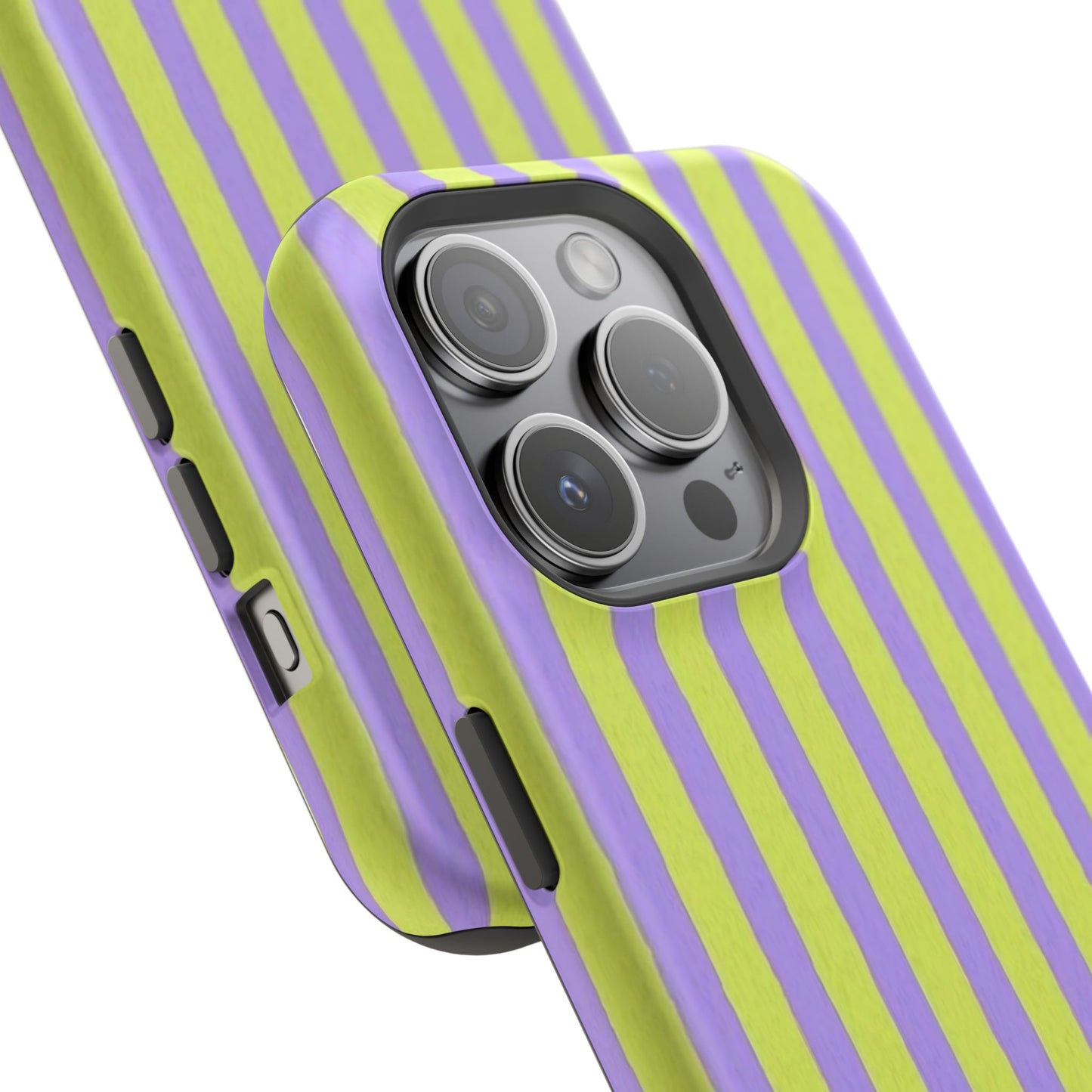 Phone Case — Bold Purple & Lime Stripe Magnetic Impact-Resistant Case