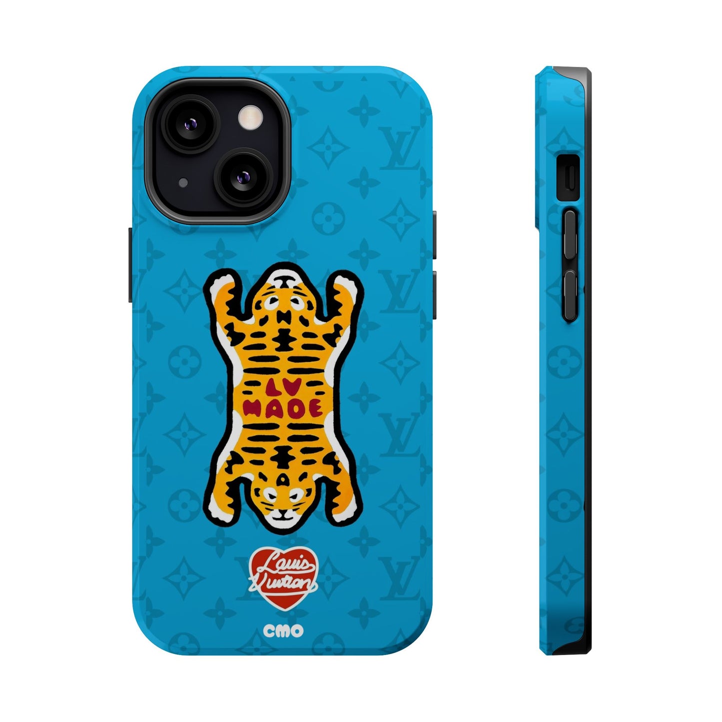 Magnetic Impact-Resistant Phone Case — Blue Tiger Rug Design