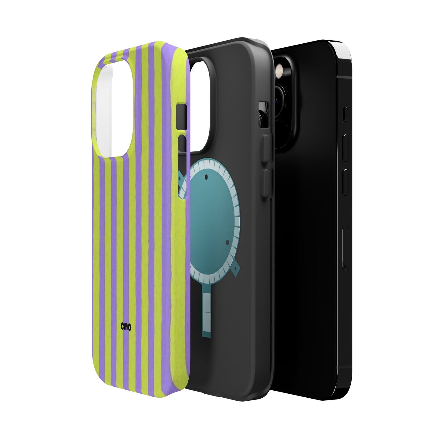 Phone Case — Bold Purple & Lime Stripe Magnetic Impact-Resistant Case