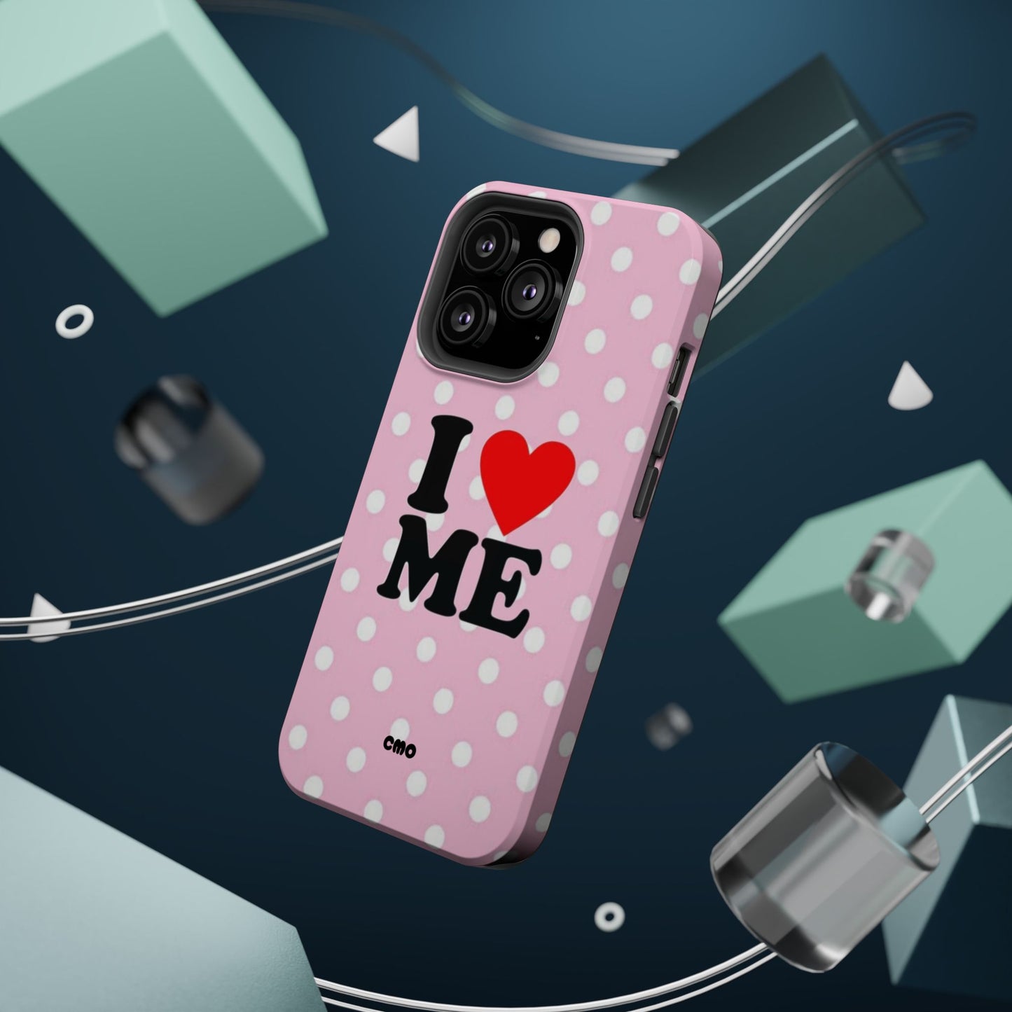 Pink Polka Dot "I  love ME" Magnetic Impact Phone Case — Self-Love Protective Cover