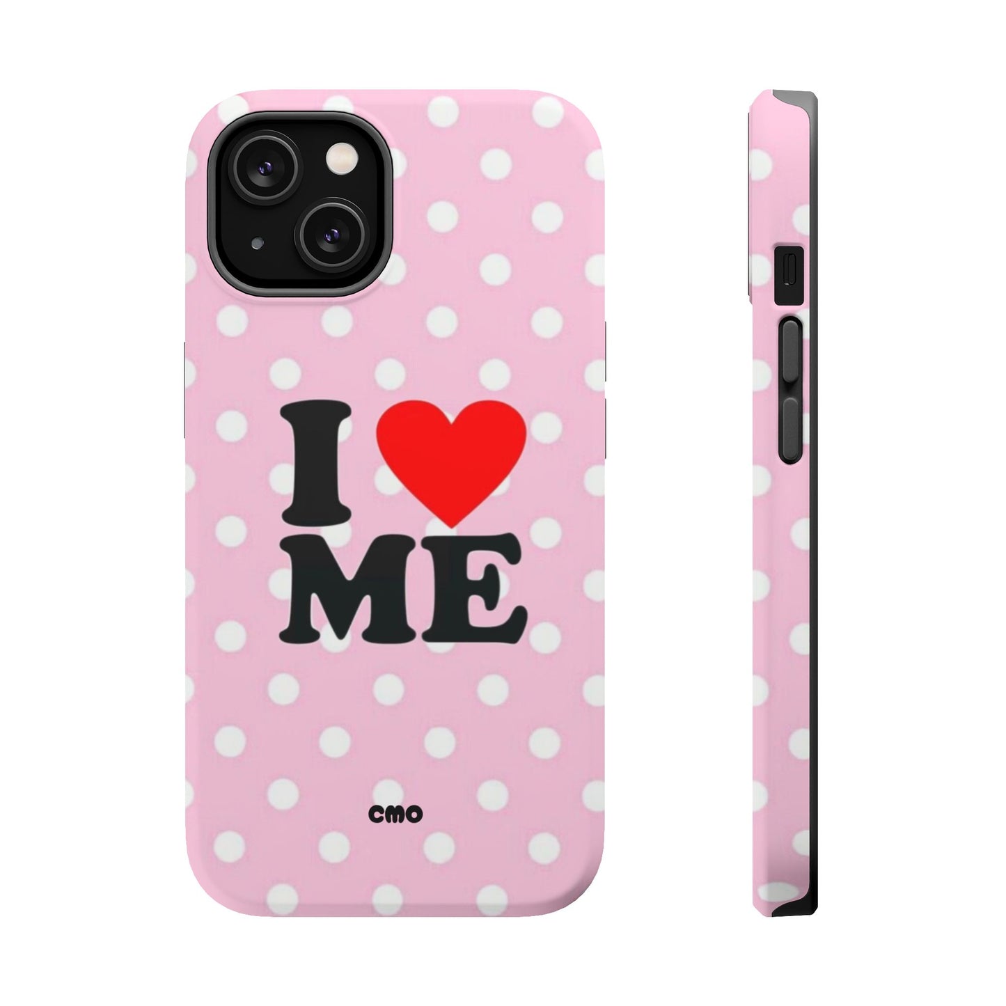 Pink Polka Dot "I  love ME" Magnetic Impact Phone Case — Self-Love Protective Cover