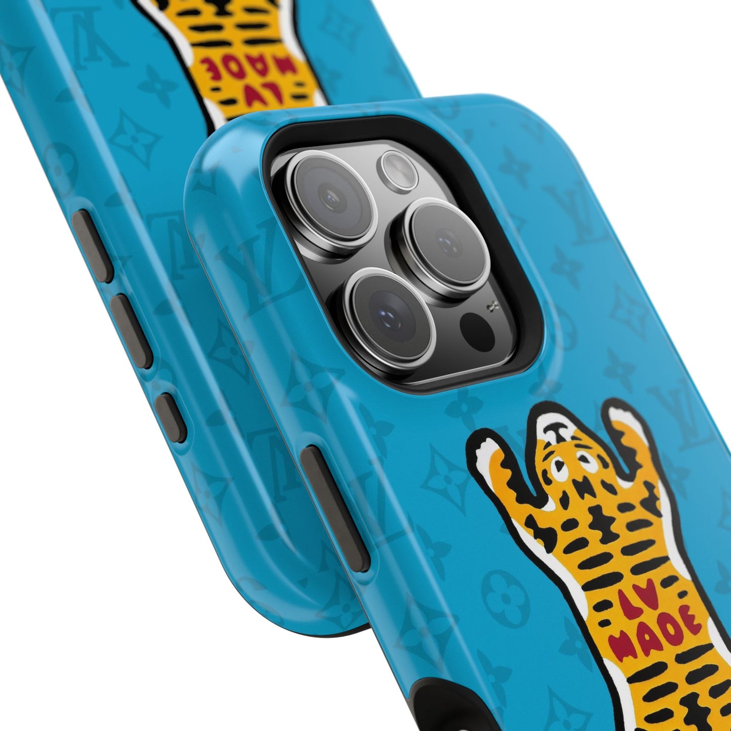 Magnetic Impact-Resistant Phone Case — Blue Tiger Rug Design