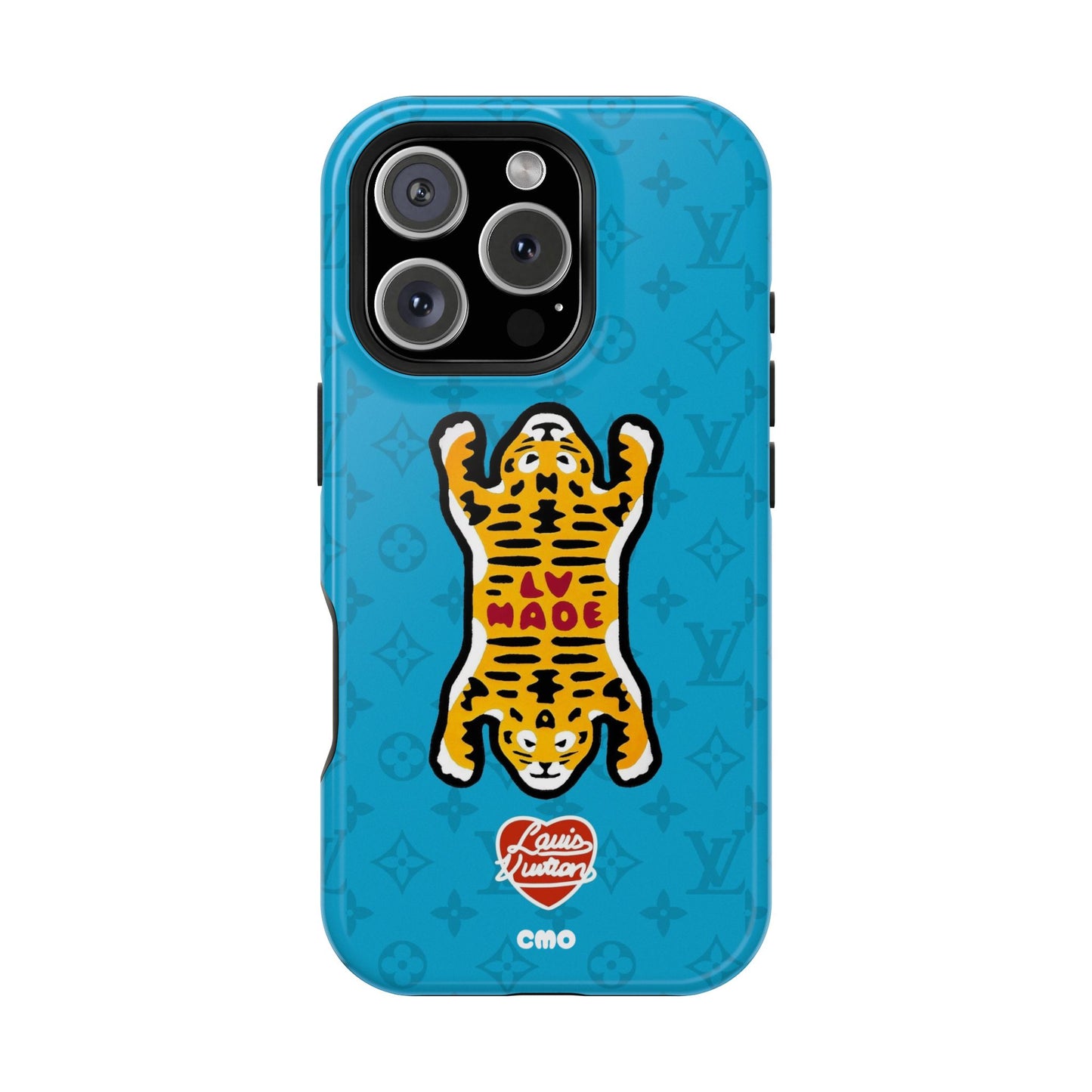 Magnetic Impact-Resistant Phone Case — Blue Tiger Rug Design