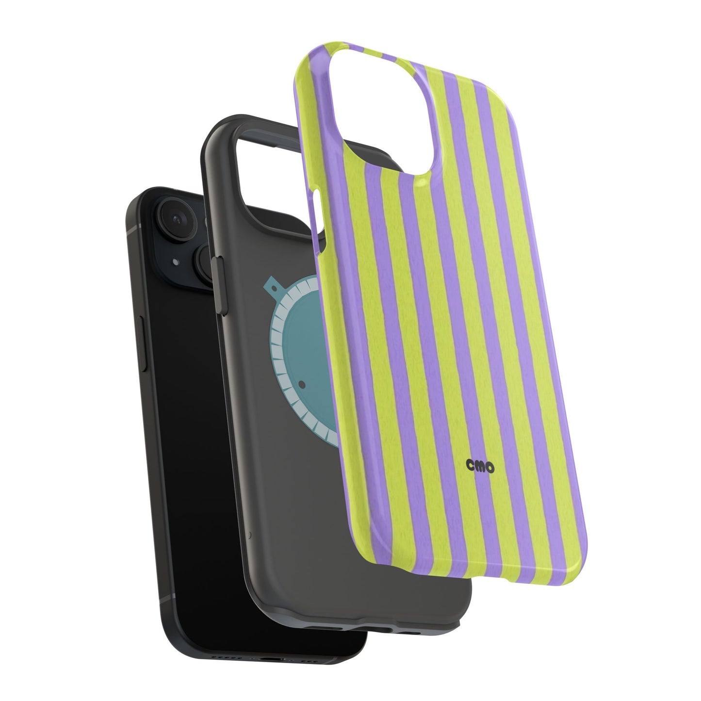 Phone Case — Bold Purple & Lime Stripe Magnetic Impact-Resistant Case