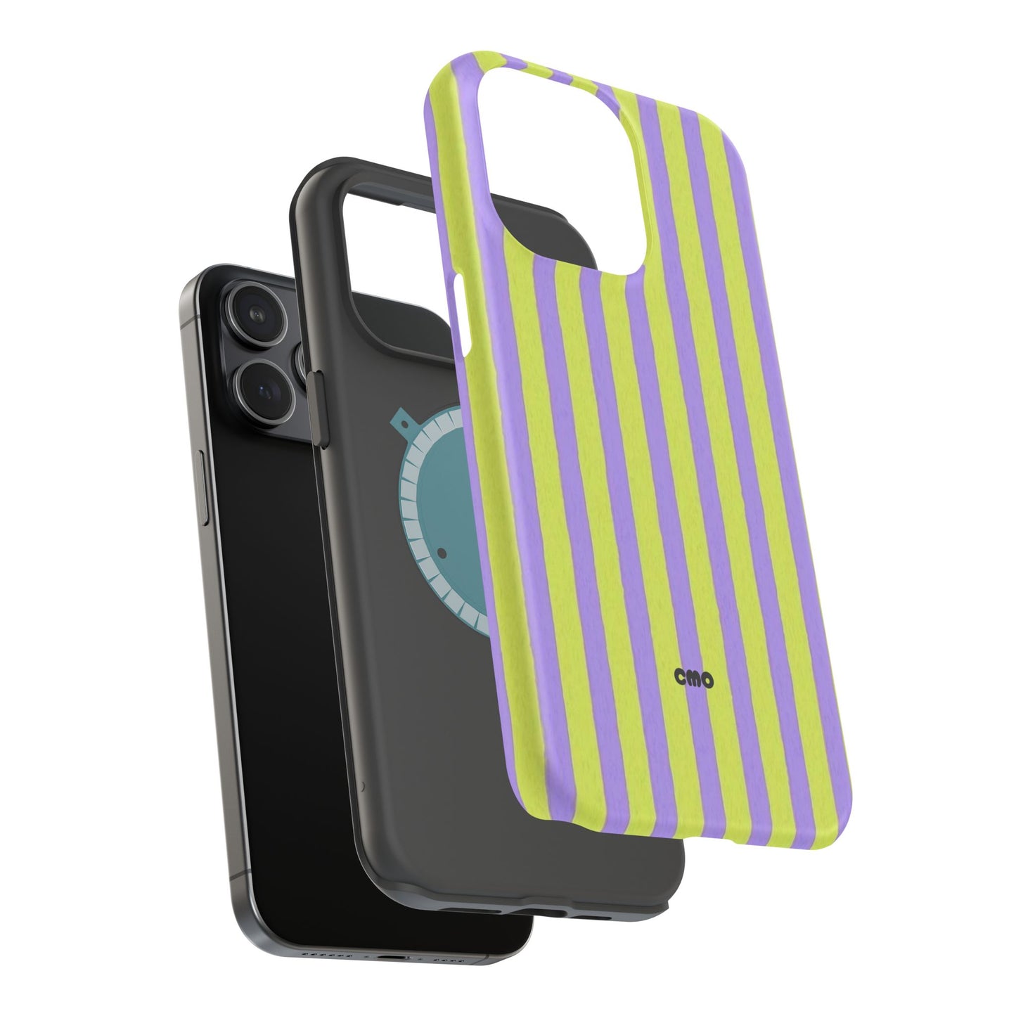 Phone Case — Bold Purple & Lime Stripe Magnetic Impact-Resistant Case