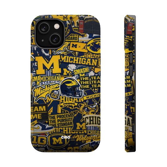 Michigan Wolverines Magnetic Impact Phone Case — Team Logo Collage MagSafe-Compatible