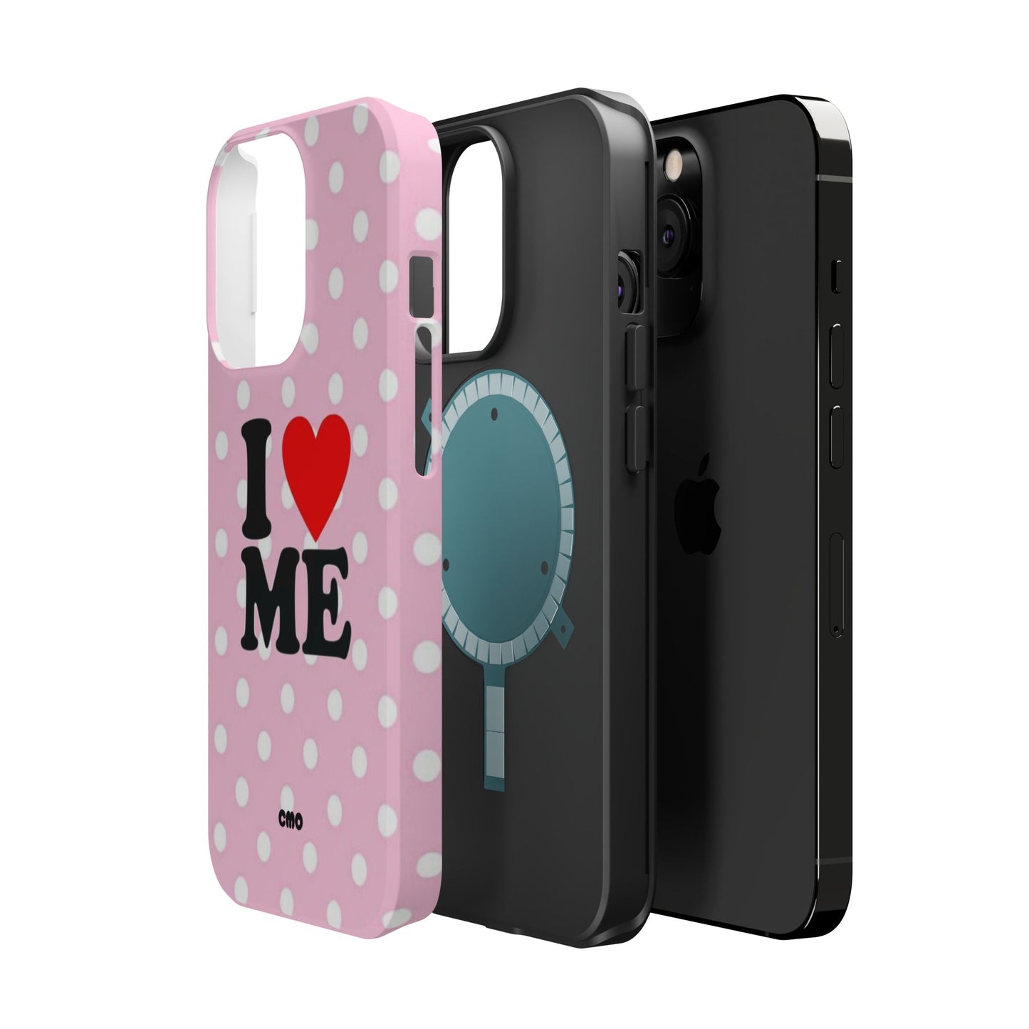 Pink Polka Dot "I  love ME" Magnetic Impact Phone Case — Self-Love Protective Cover
