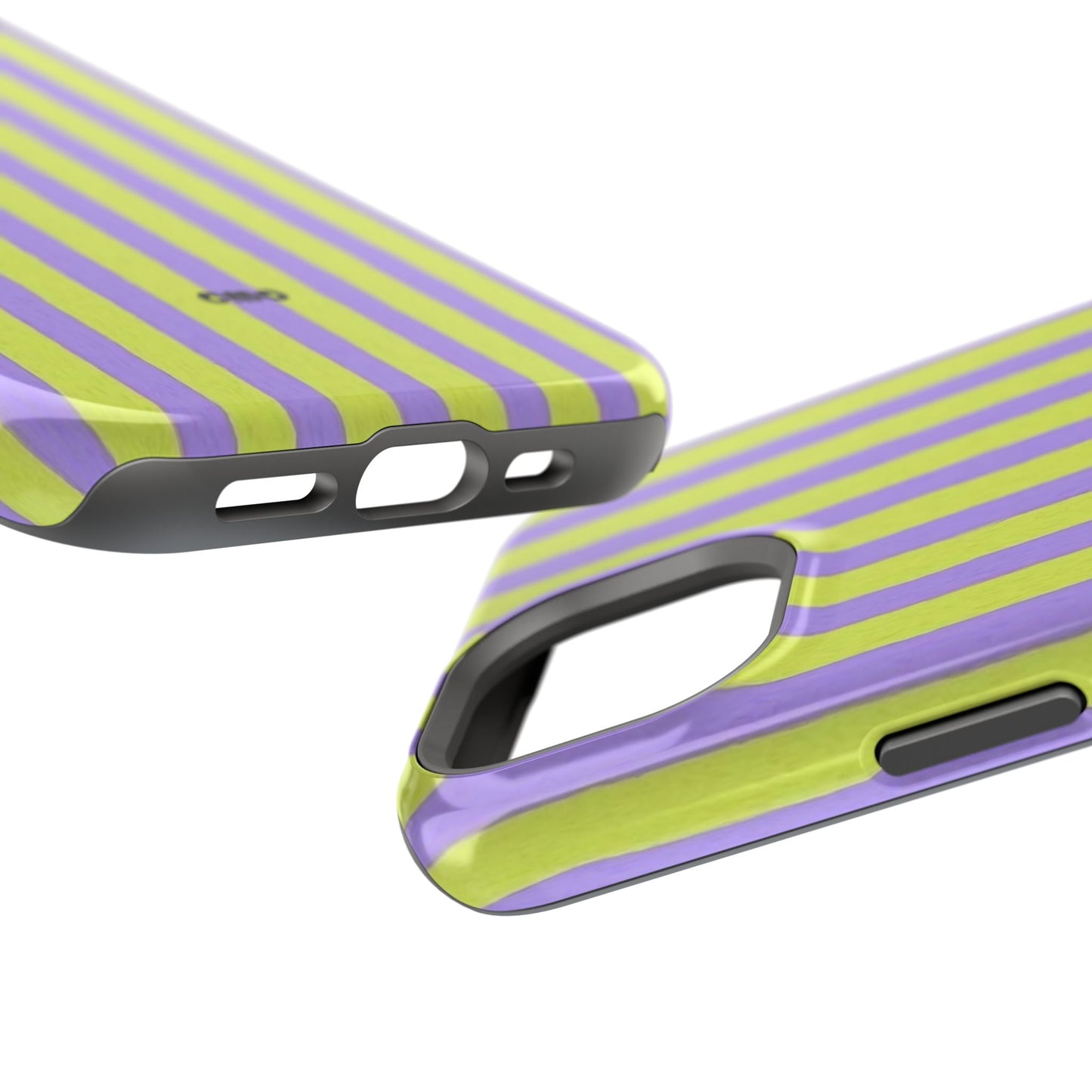 Phone Case — Bold Purple & Lime Stripe Magnetic Impact-Resistant Case