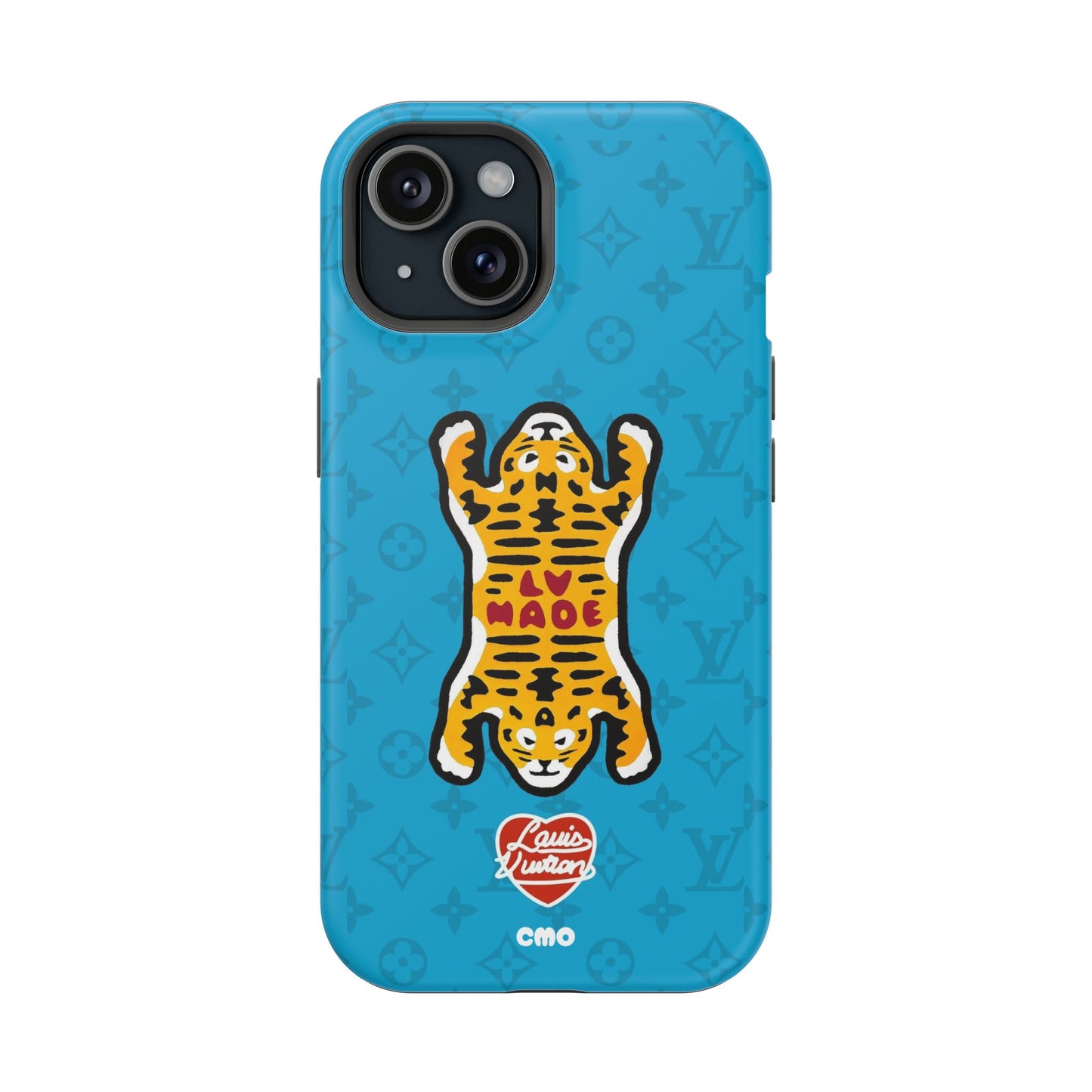 Magnetic Impact-Resistant Phone Case — Blue Tiger Rug Design