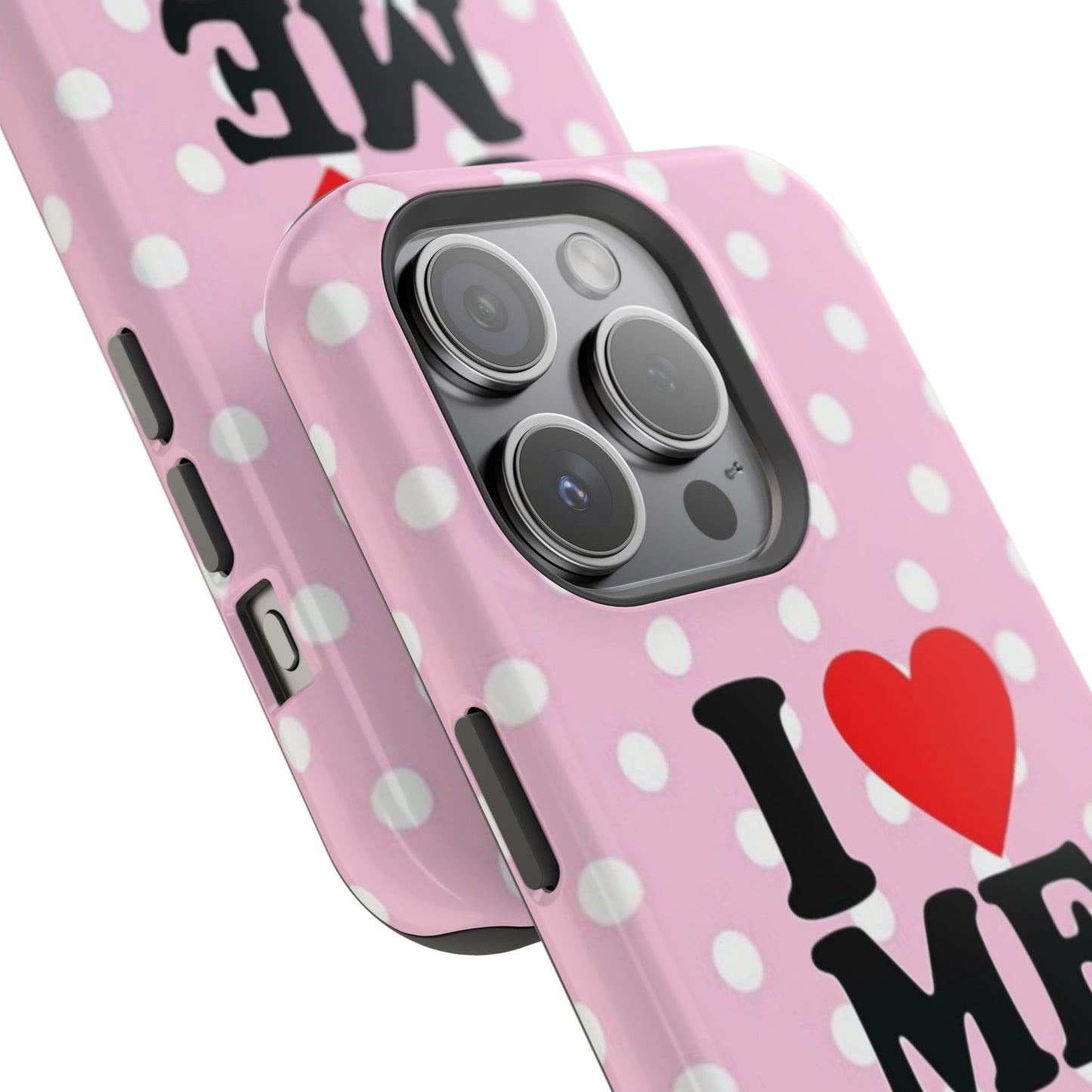 Pink Polka Dot "I  love ME" Magnetic Impact Phone Case — Self-Love Protective Cover