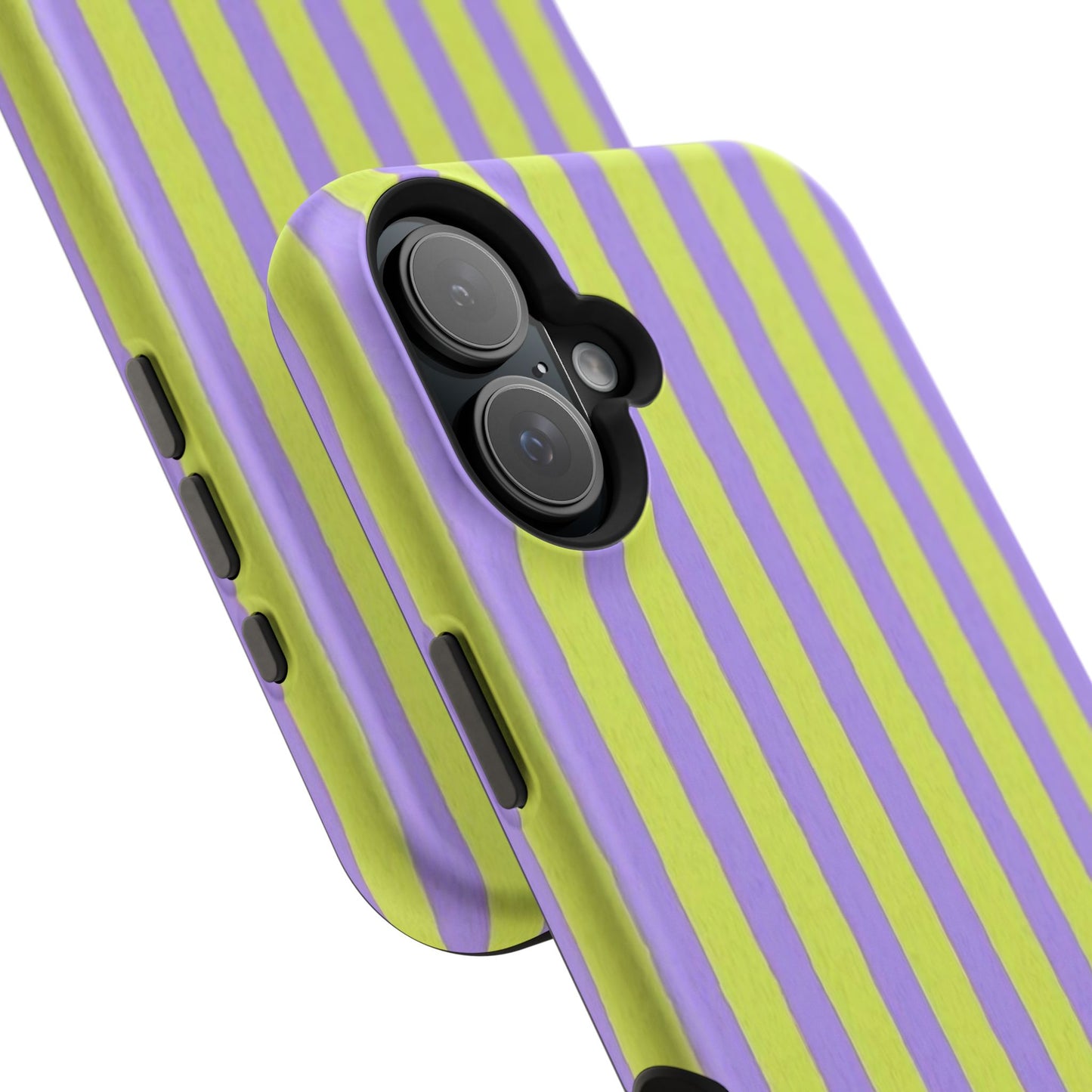 Phone Case — Bold Purple & Lime Stripe Magnetic Impact-Resistant Case