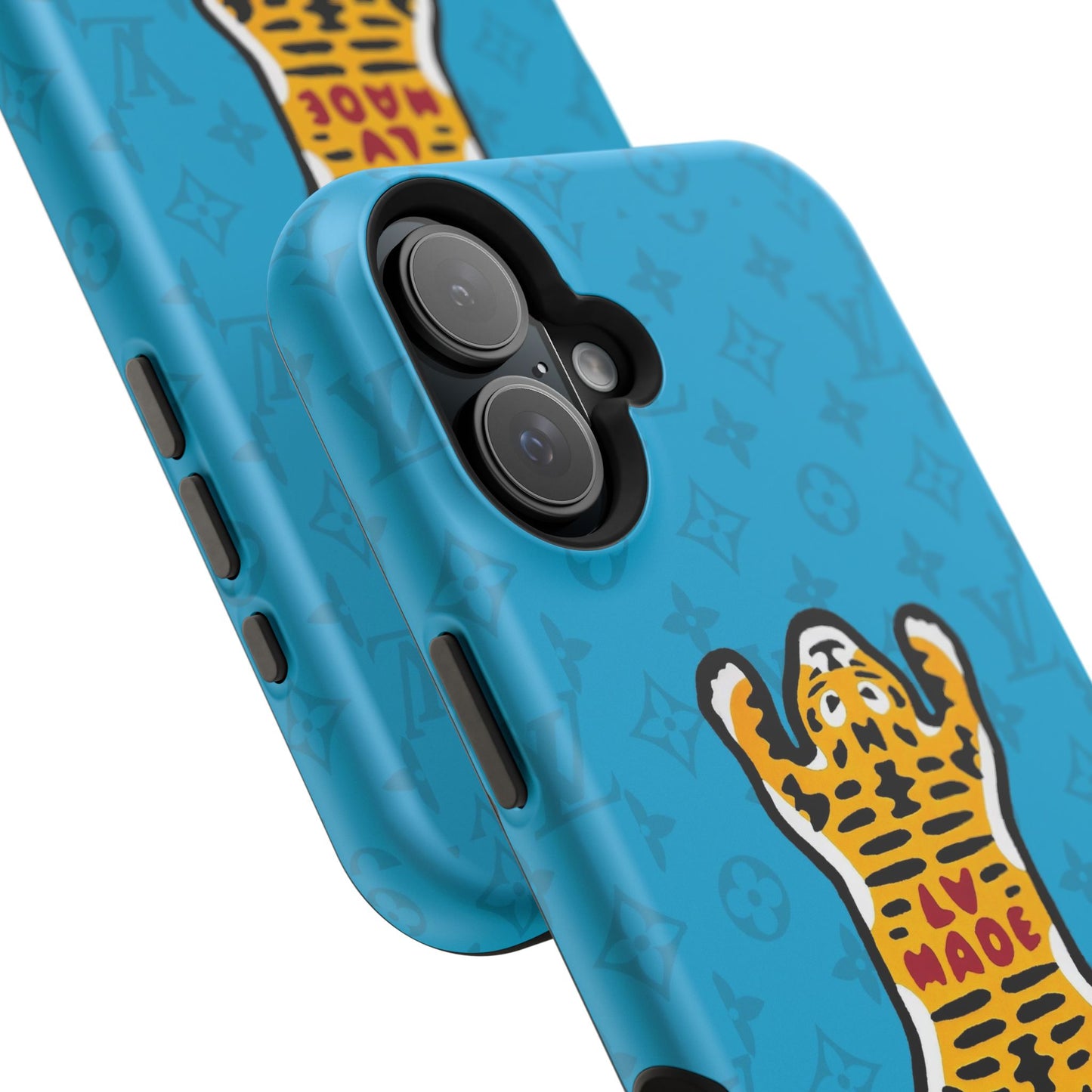 Magnetic Impact-Resistant Phone Case — Blue Tiger Rug Design