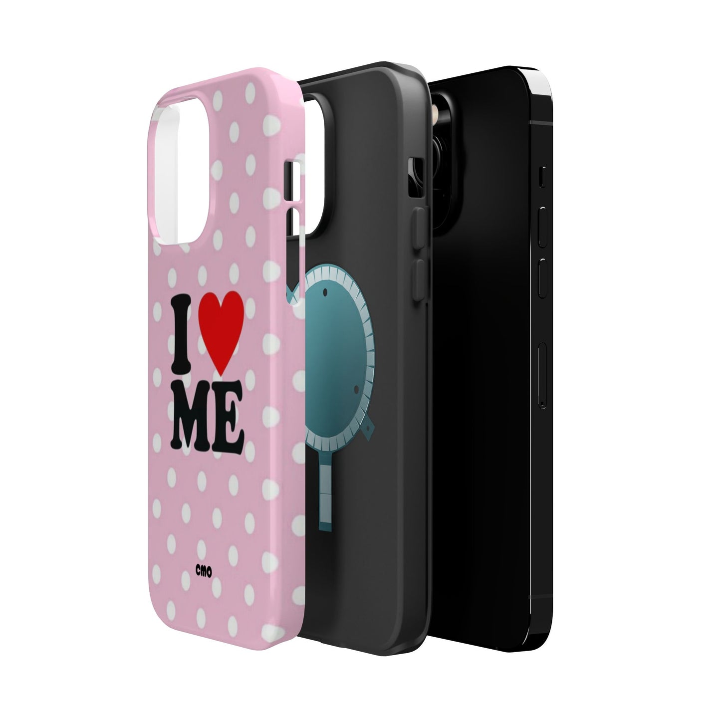 Pink Polka Dot "I  love ME" Magnetic Impact Phone Case — Self-Love Protective Cover
