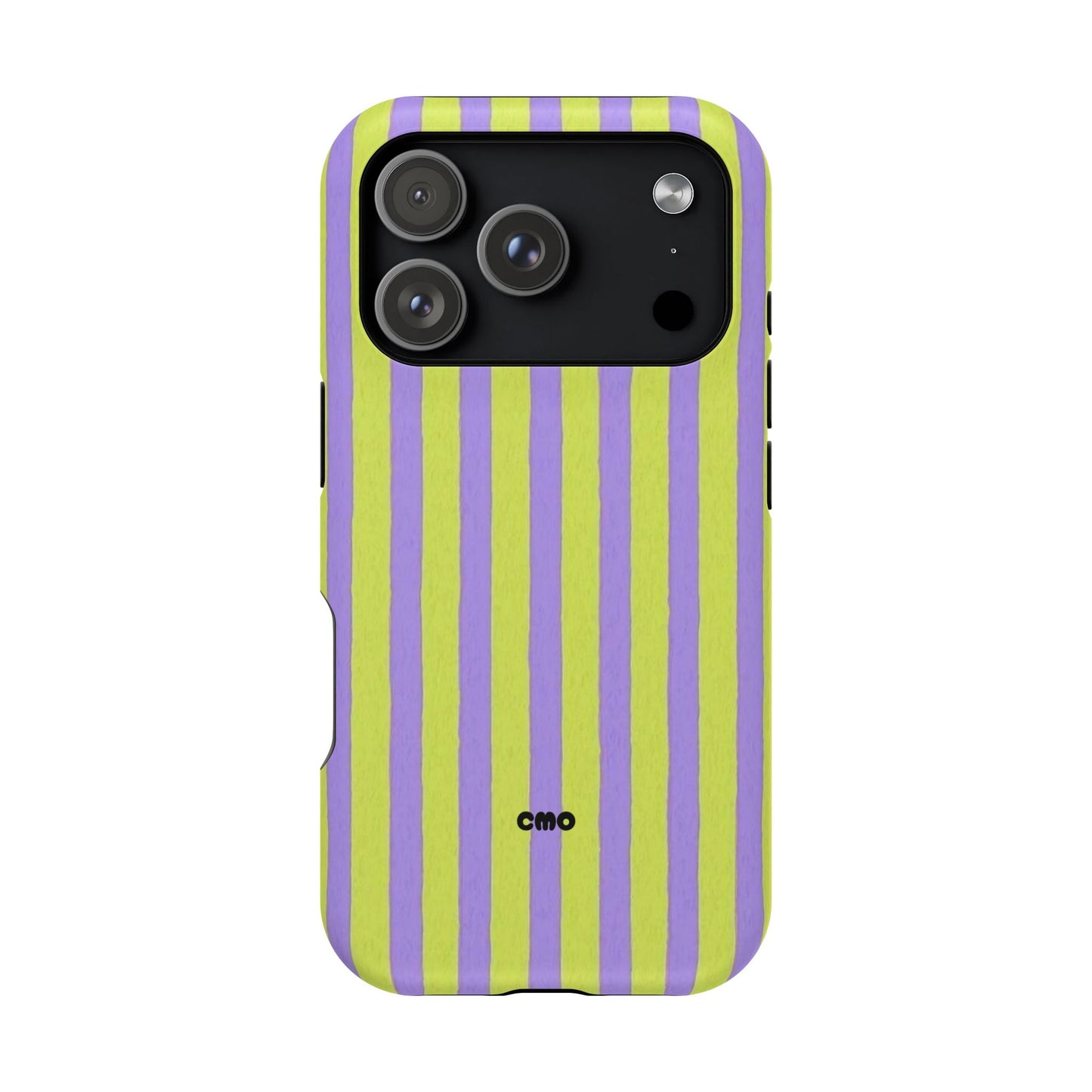 Phone Case — Bold Purple & Lime Stripe Magnetic Impact-Resistant Case