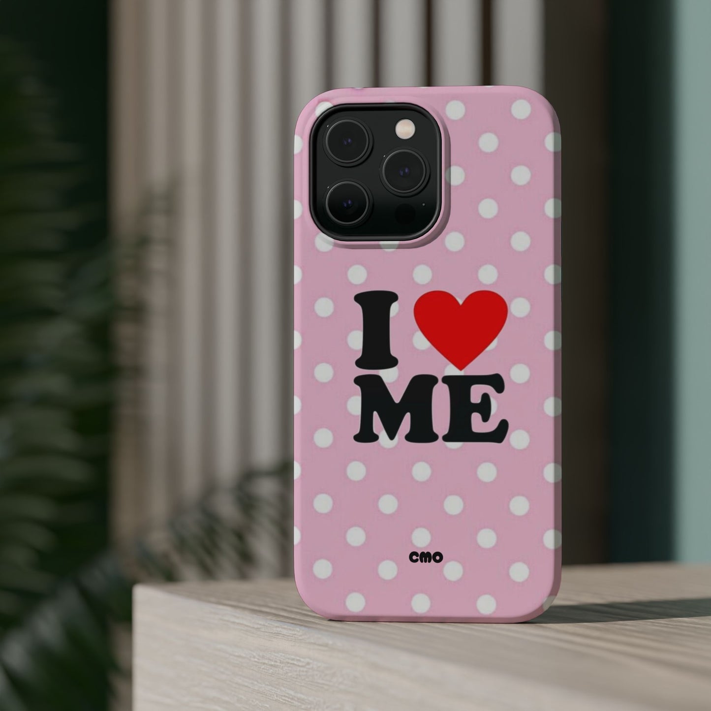 Pink Polka Dot "I  love ME" Magnetic Impact Phone Case — Self-Love Protective Cover