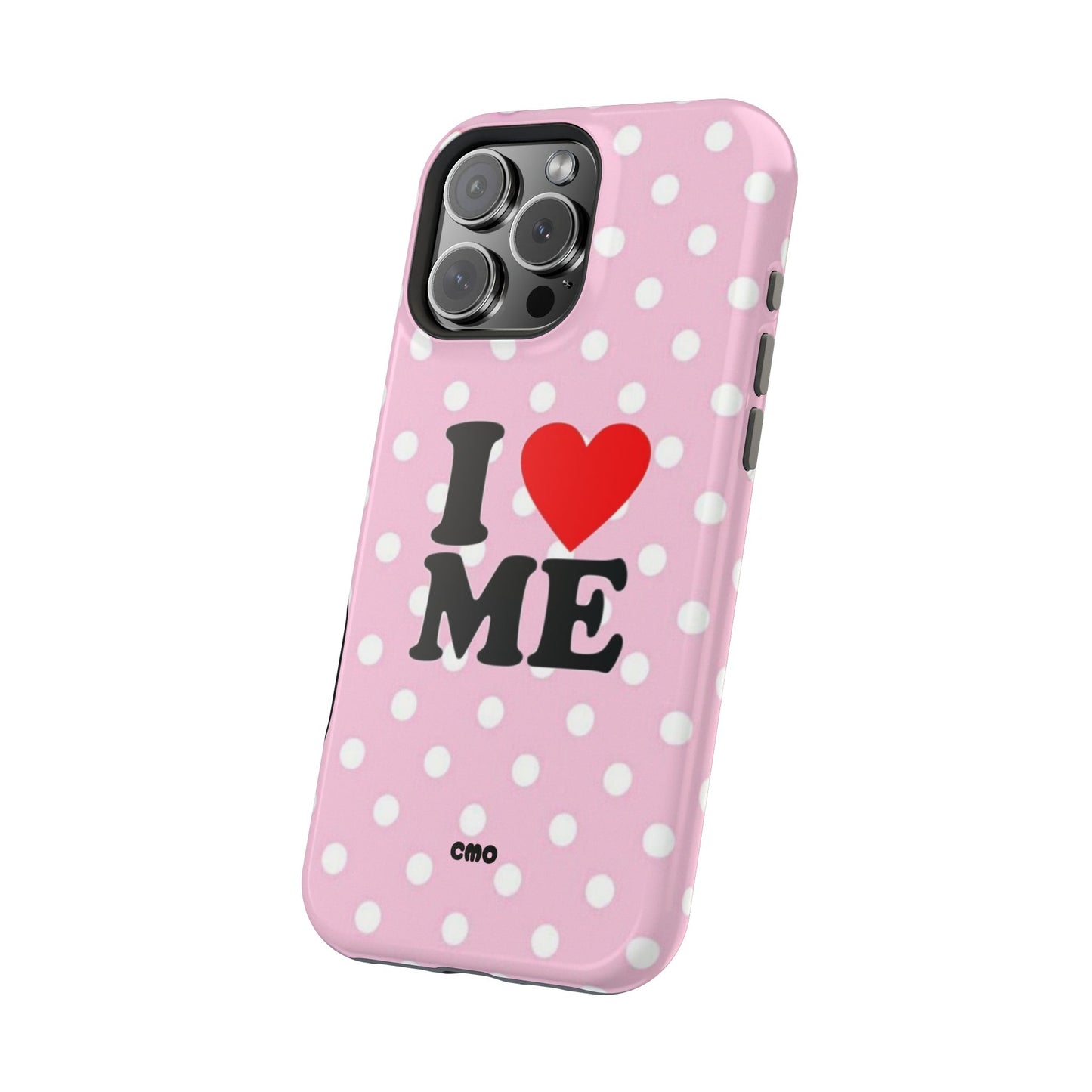Pink Polka Dot "I  love ME" Magnetic Impact Phone Case — Self-Love Protective Cover