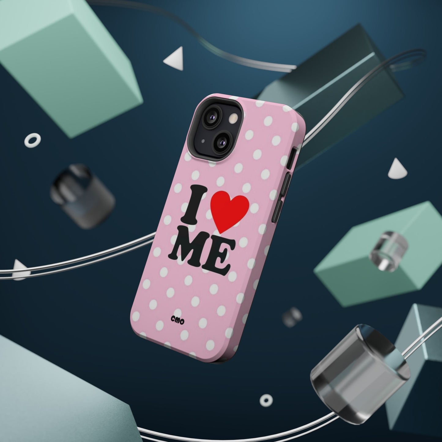 Pink Polka Dot "I  love ME" Magnetic Impact Phone Case — Self-Love Protective Cover