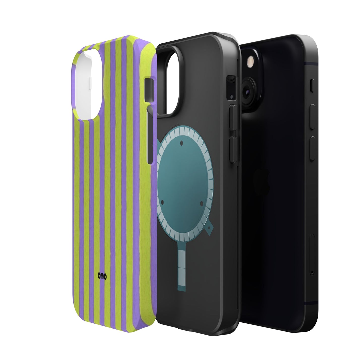 Phone Case — Bold Purple & Lime Stripe Magnetic Impact-Resistant Case