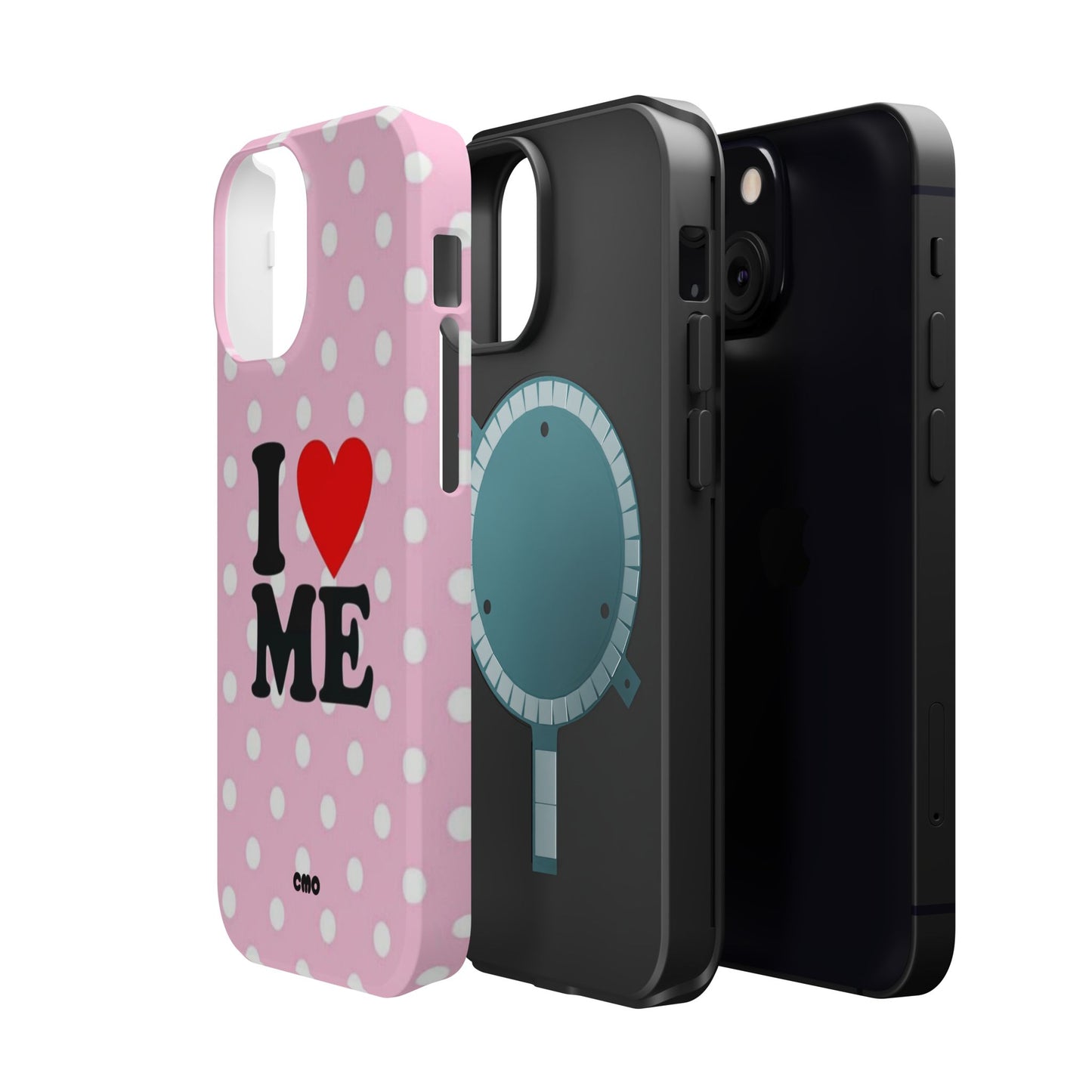 Pink Polka Dot "I  love ME" Magnetic Impact Phone Case — Self-Love Protective Cover