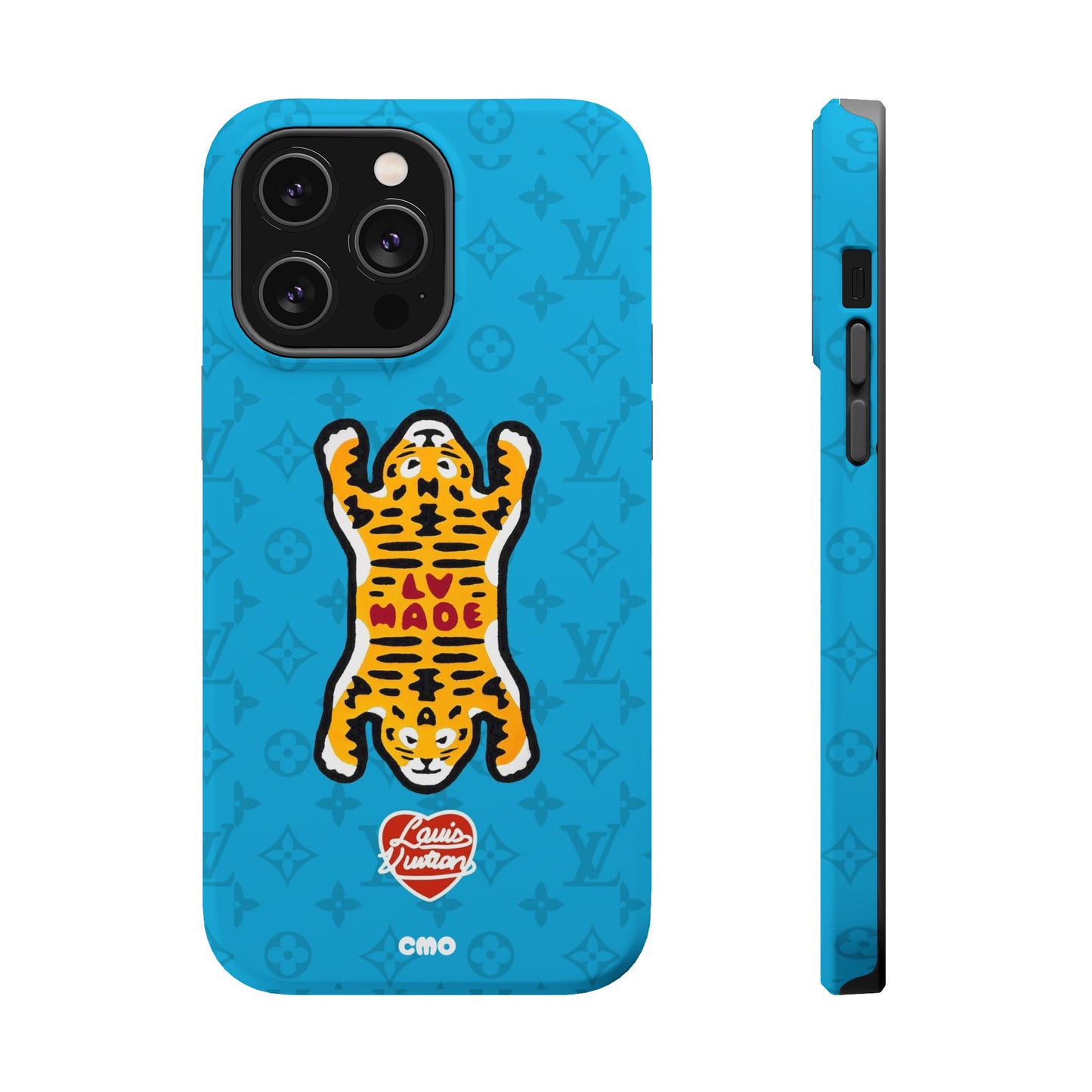 Magnetic Impact-Resistant Phone Case — Blue Tiger Rug Design