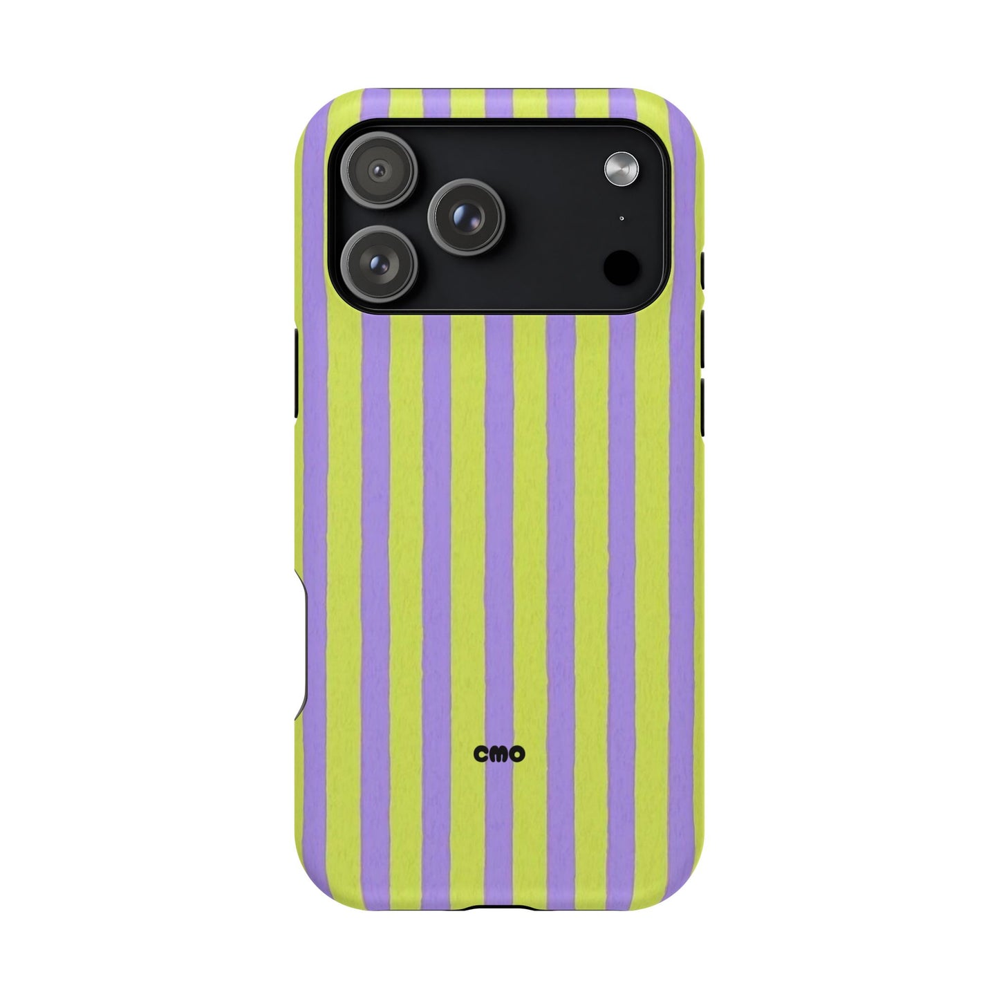 Phone Case — Bold Purple & Lime Stripe Magnetic Impact-Resistant Case