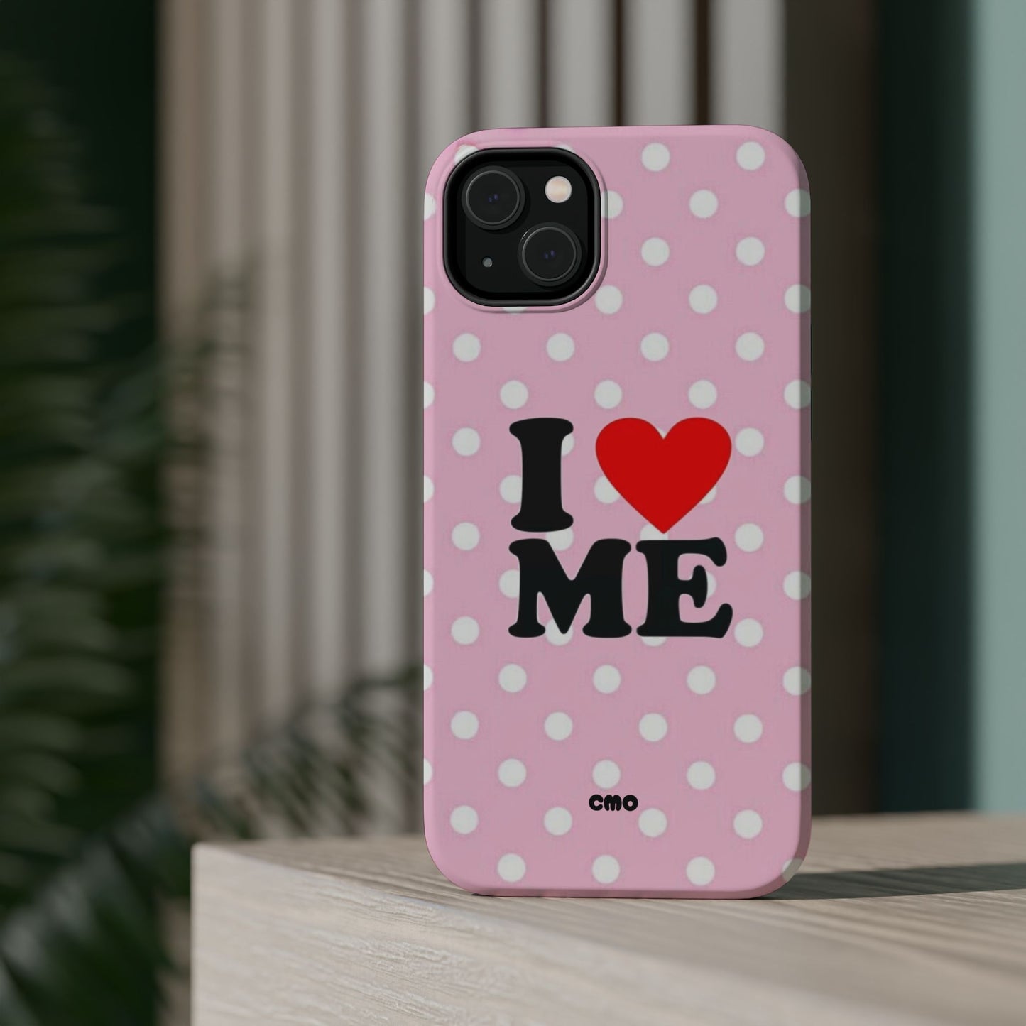 Pink Polka Dot "I  love ME" Magnetic Impact Phone Case — Self-Love Protective Cover
