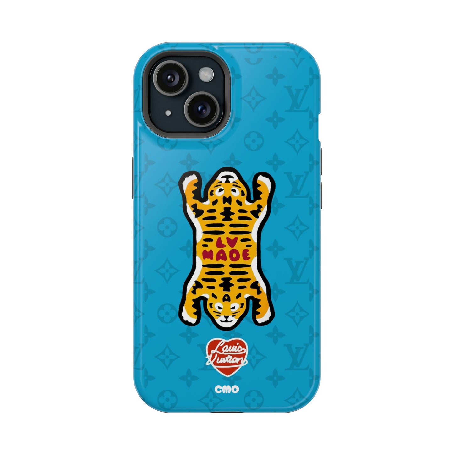 Magnetic Impact-Resistant Phone Case — Blue Tiger Rug Design