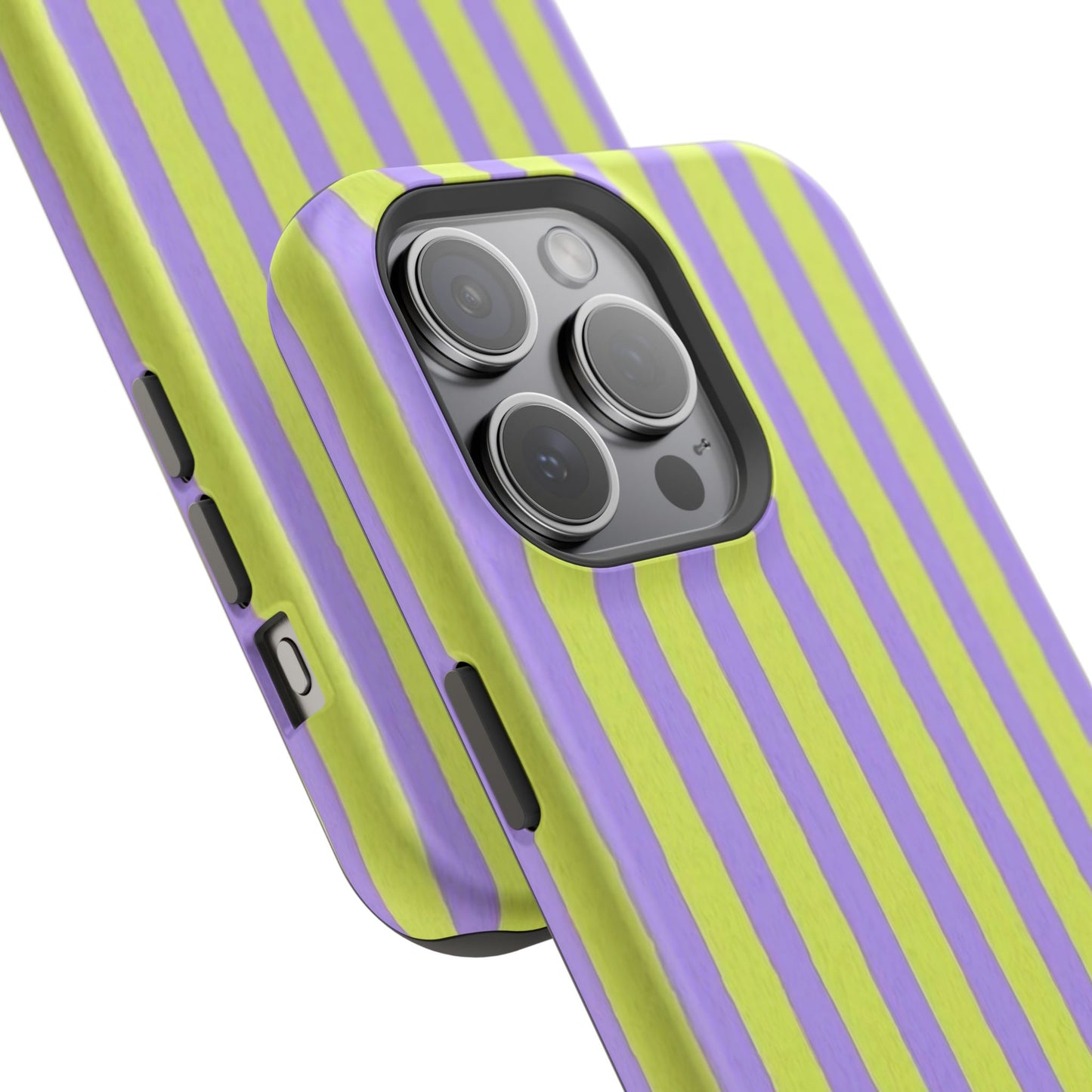 Phone Case — Bold Purple & Lime Stripe Magnetic Impact-Resistant Case