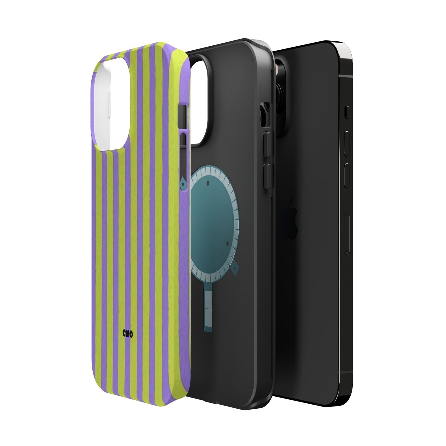 Phone Case — Bold Purple & Lime Stripe Magnetic Impact-Resistant Case