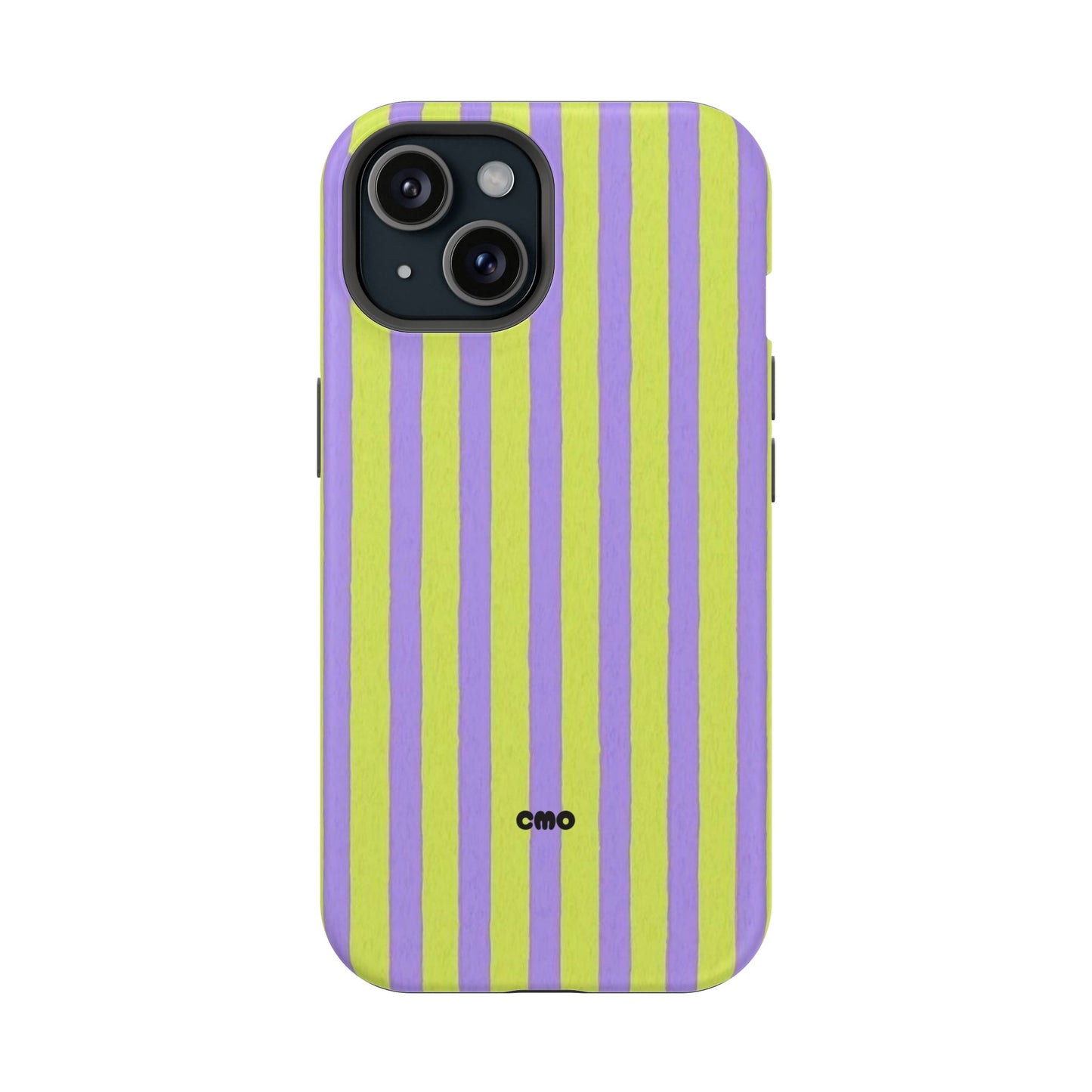 Phone Case — Bold Purple & Lime Stripe Magnetic Impact-Resistant Case