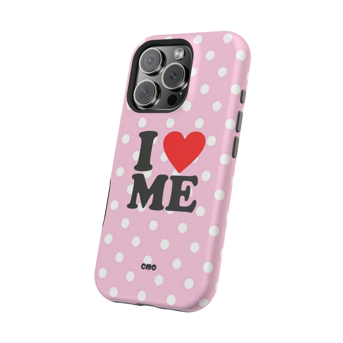Pink Polka Dot "I  love ME" Magnetic Impact Phone Case — Self-Love Protective Cover