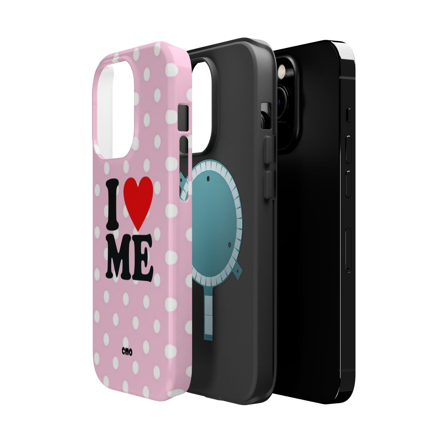Pink Polka Dot "I  love ME" Magnetic Impact Phone Case — Self-Love Protective Cover