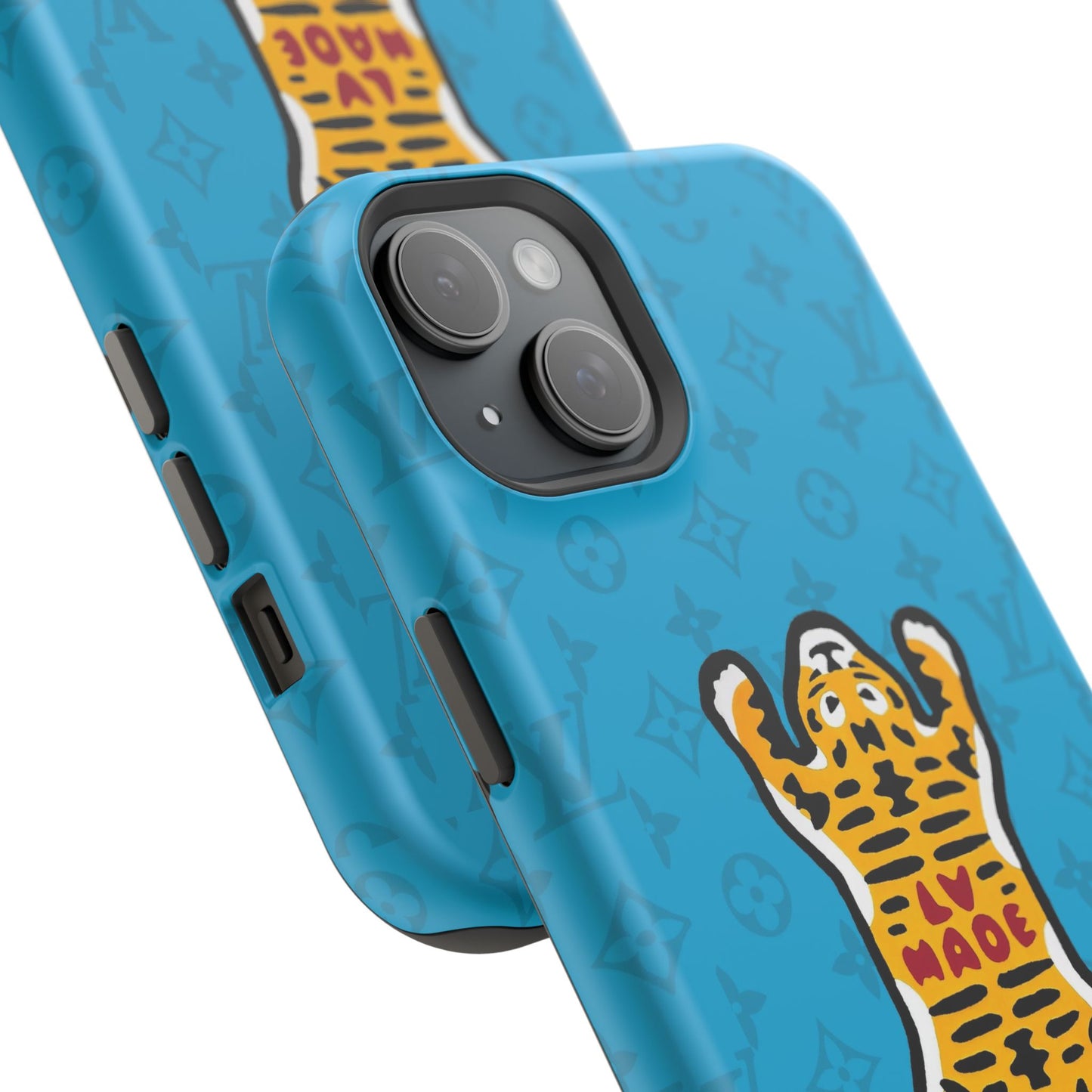 Magnetic Impact-Resistant Phone Case — Blue Tiger Rug Design