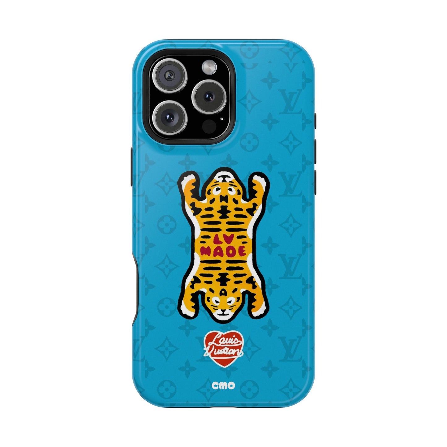 Magnetic Impact-Resistant Phone Case — Blue Tiger Rug Design
