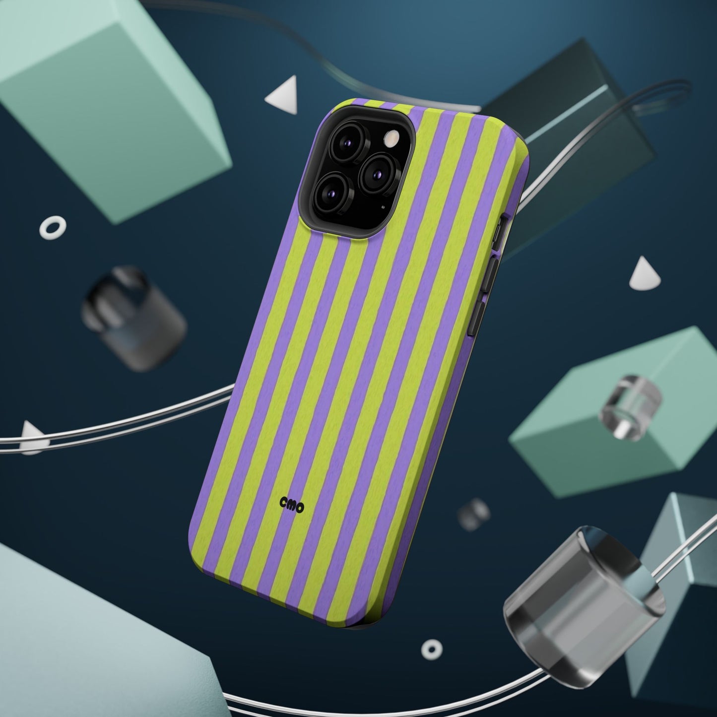 Phone Case — Bold Purple & Lime Stripe Magnetic Impact-Resistant Case
