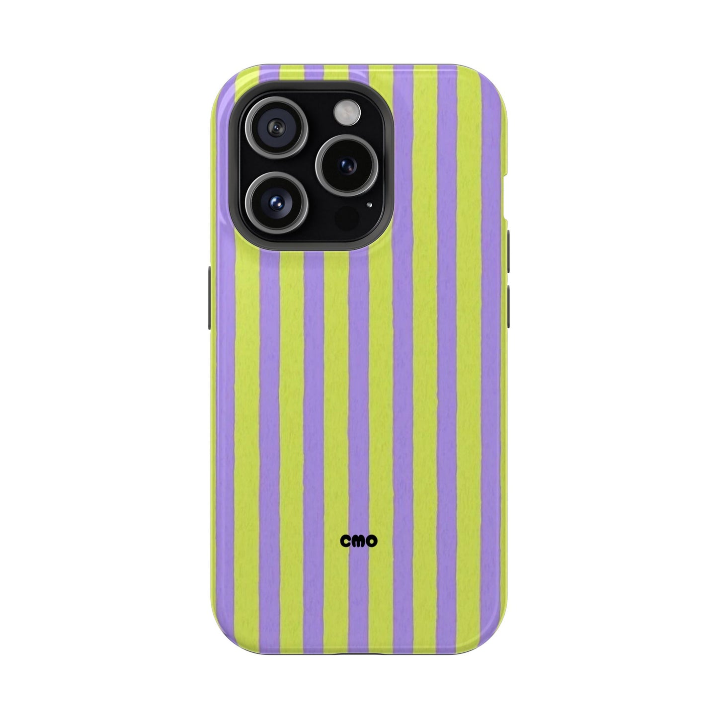 Phone Case — Bold Purple & Lime Stripe Magnetic Impact-Resistant Case