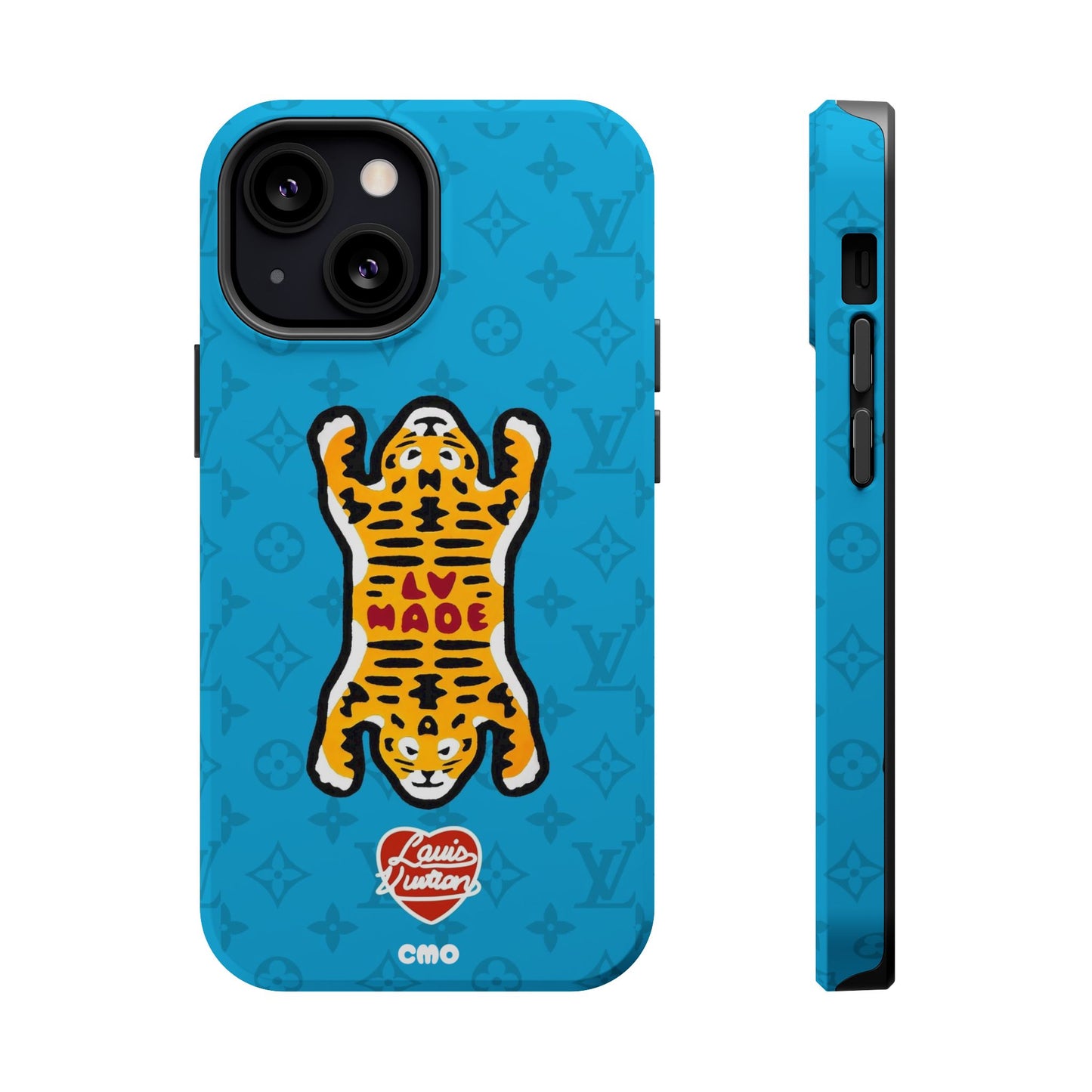 Magnetic Impact-Resistant Phone Case — Blue Tiger Rug Design