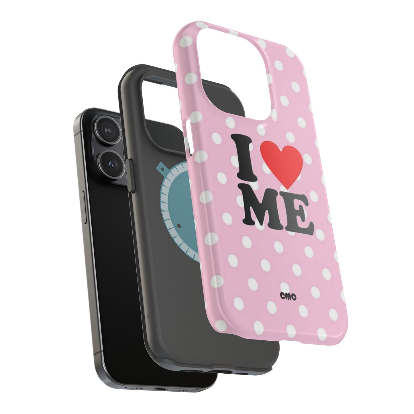 Pink Polka Dot "I  love ME" Magnetic Impact Phone Case — Self-Love Protective Cover