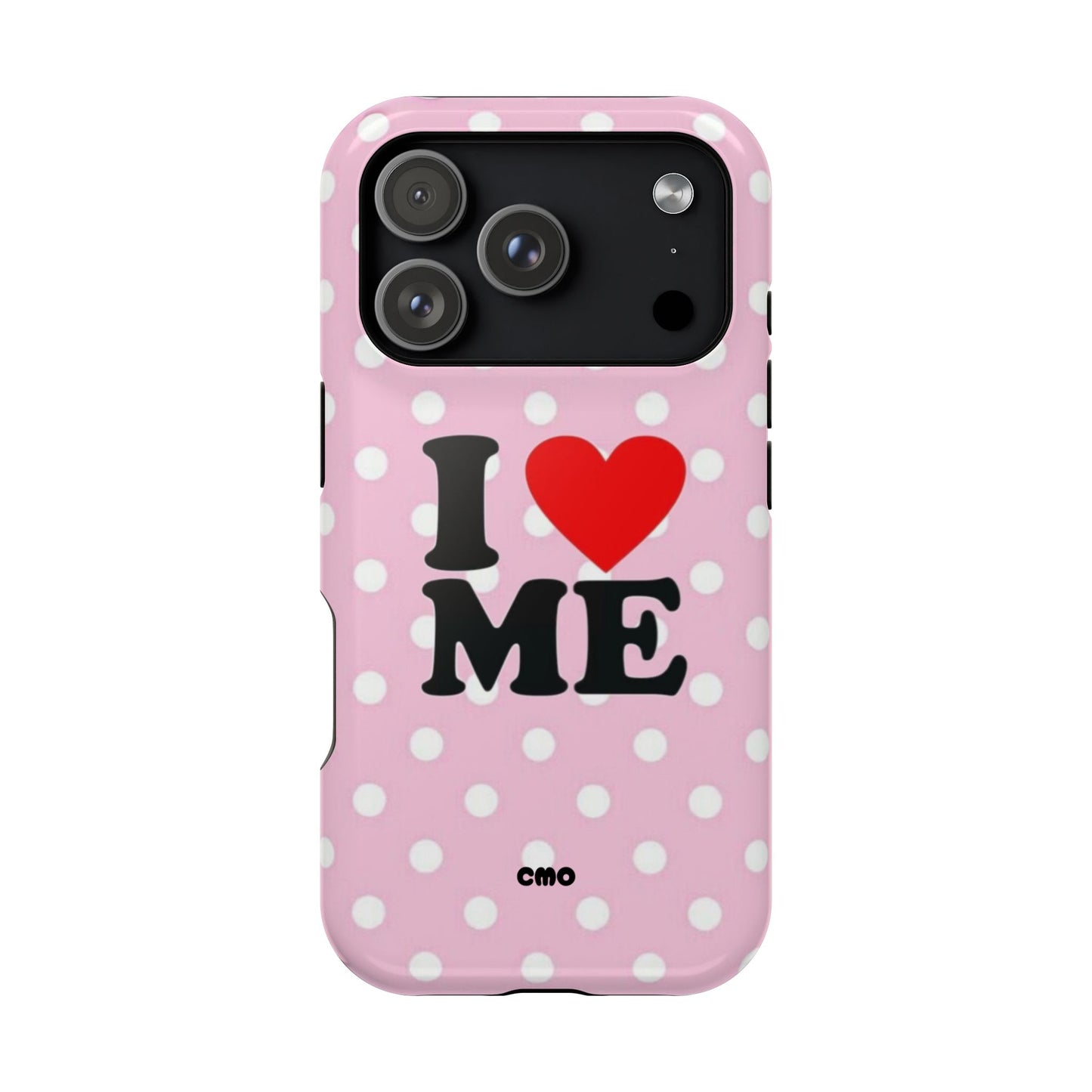 Pink Polka Dot "I  love ME" Magnetic Impact Phone Case — Self-Love Protective Cover